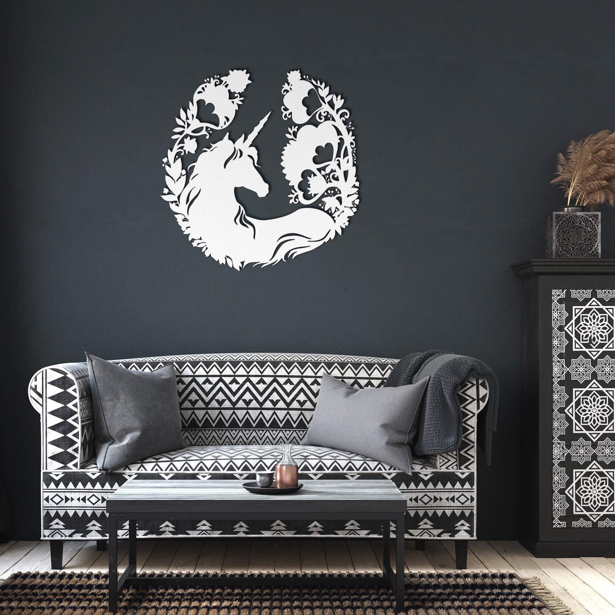 Floral Unicorn Sign - Cool Metal Signs