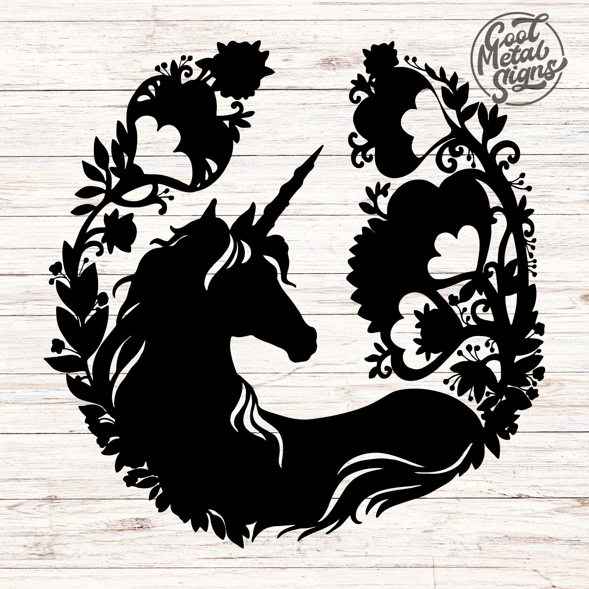 Floral Unicorn Sign - Cool Metal Signs