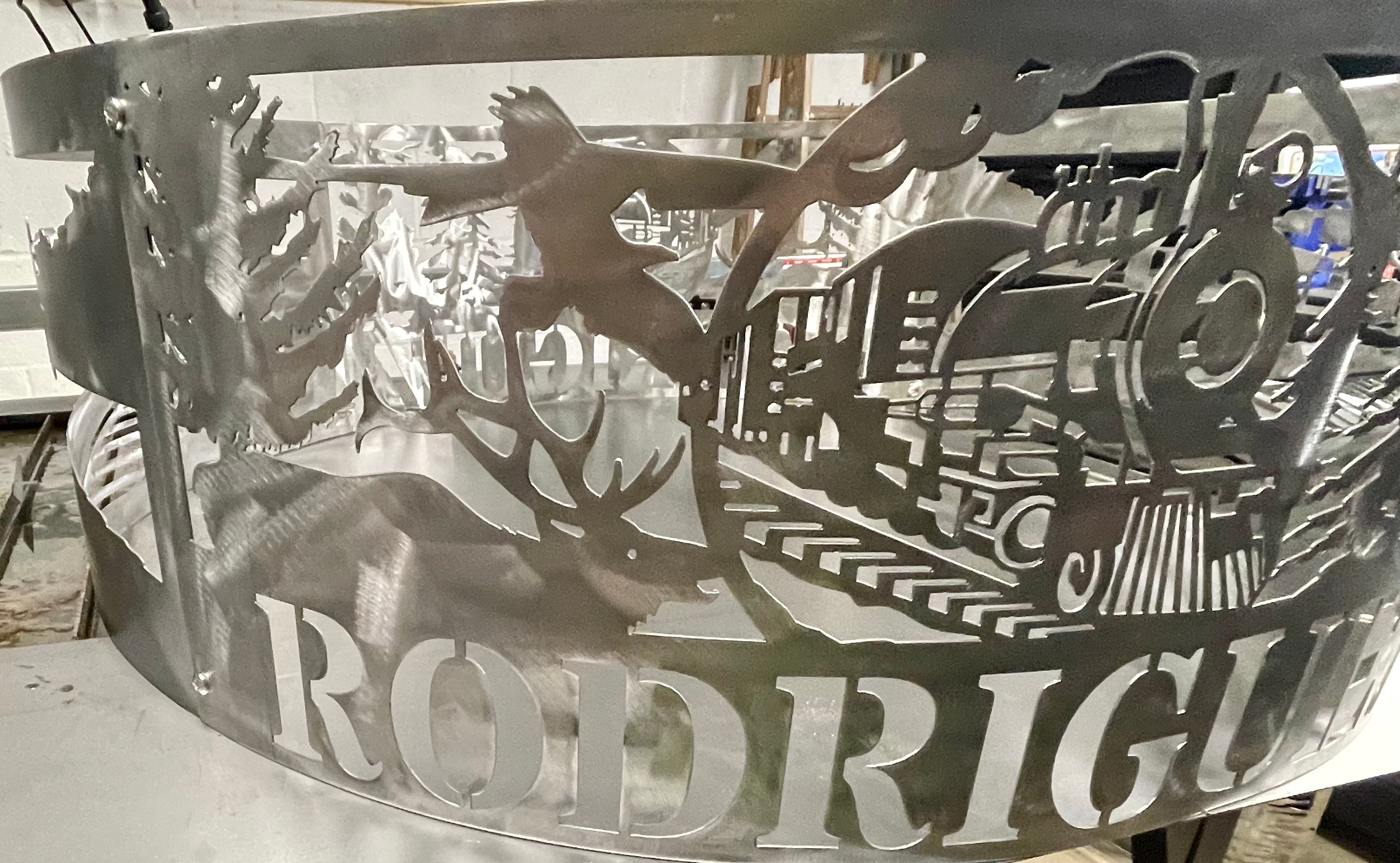 Personalized Train Scene Fire Pit Ring