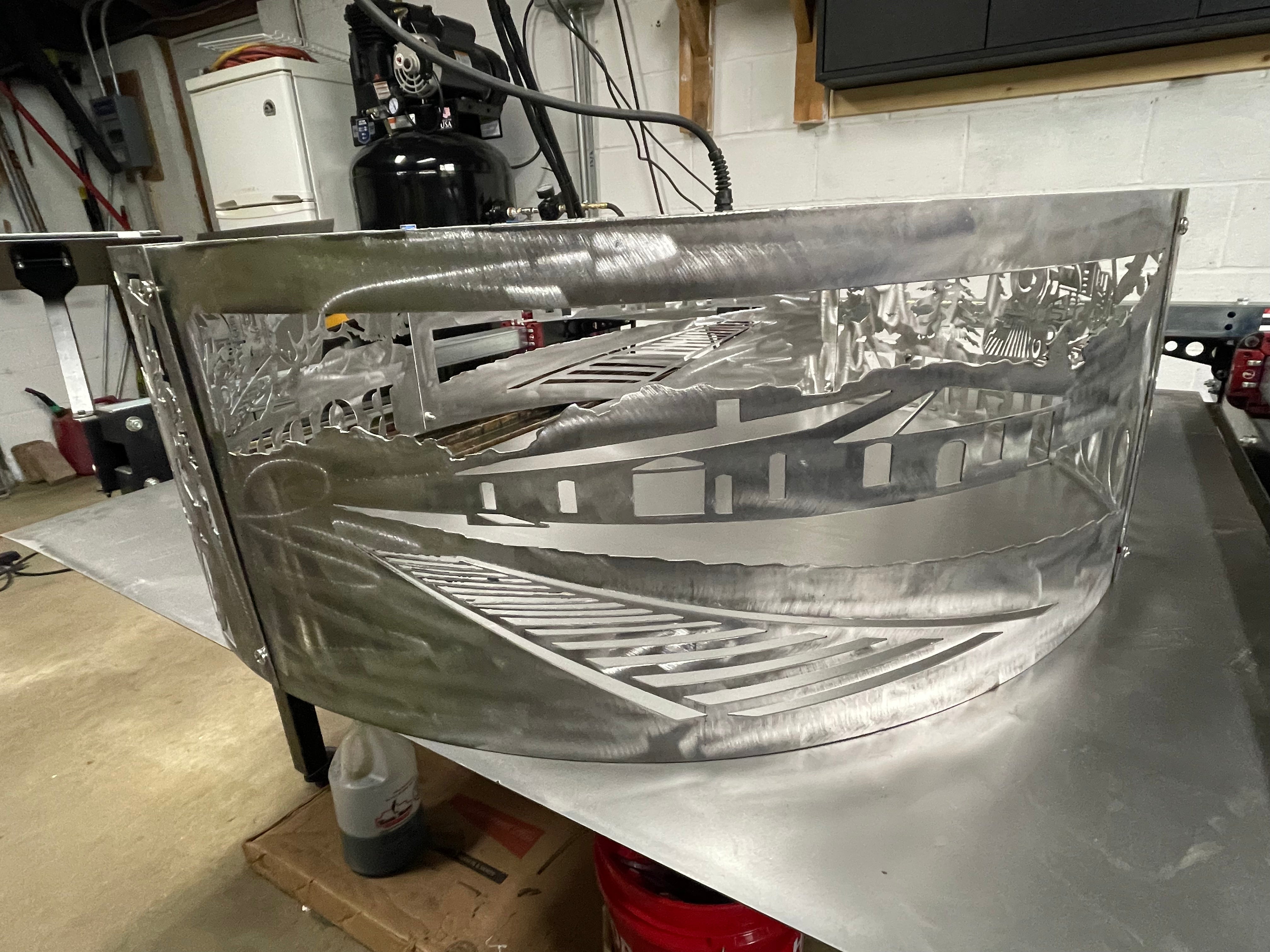 Personalized Train Scene Fire Pit Ring