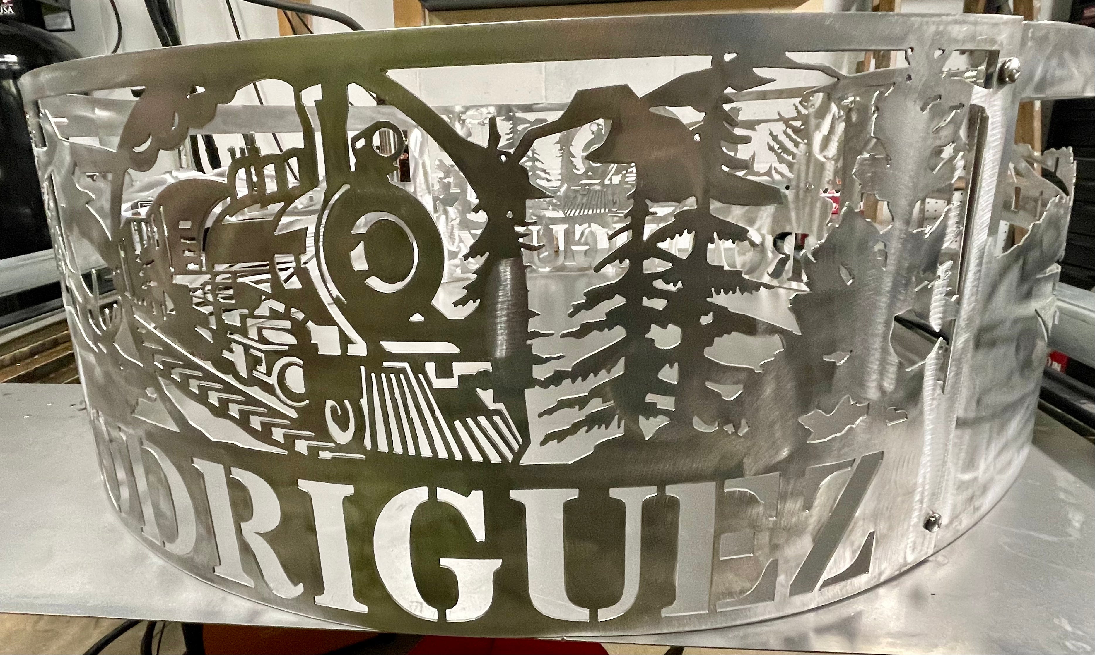 Personalized Train Scene Fire Pit Ring