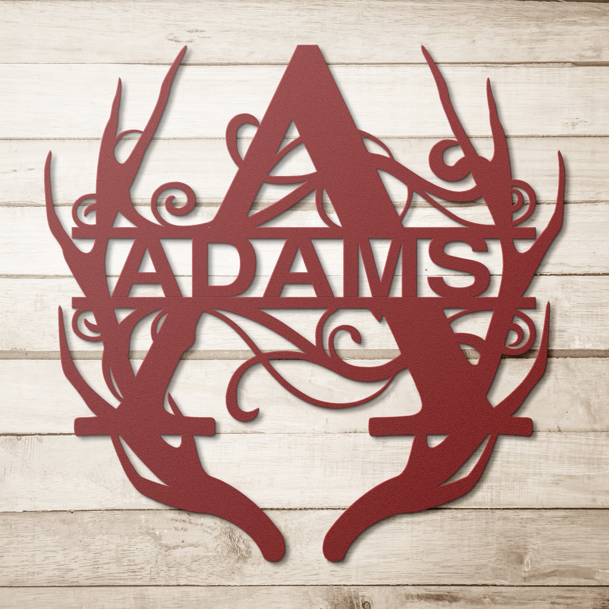 Personalized Antler Swirl Monogram - Cool Metal Signs