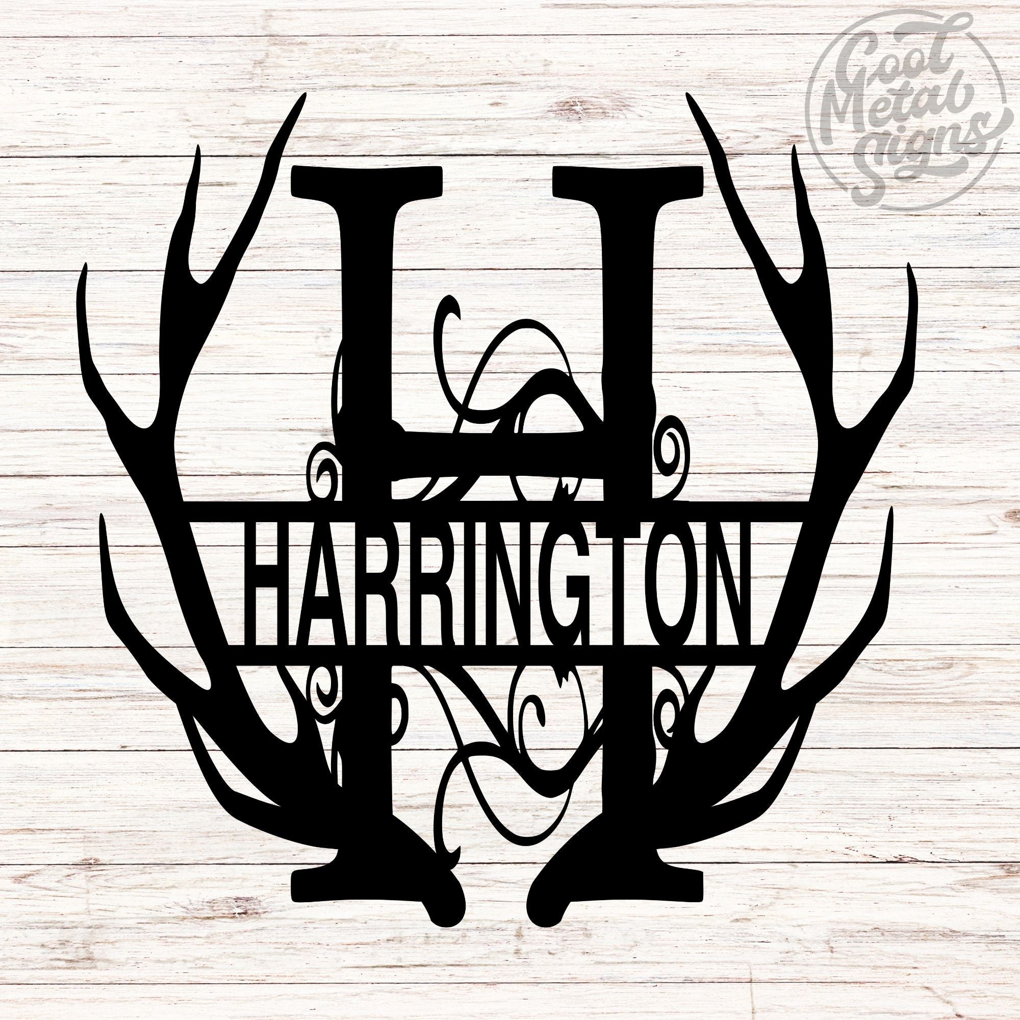 Personalized Antler Swirl Monogram - Cool Metal Signs