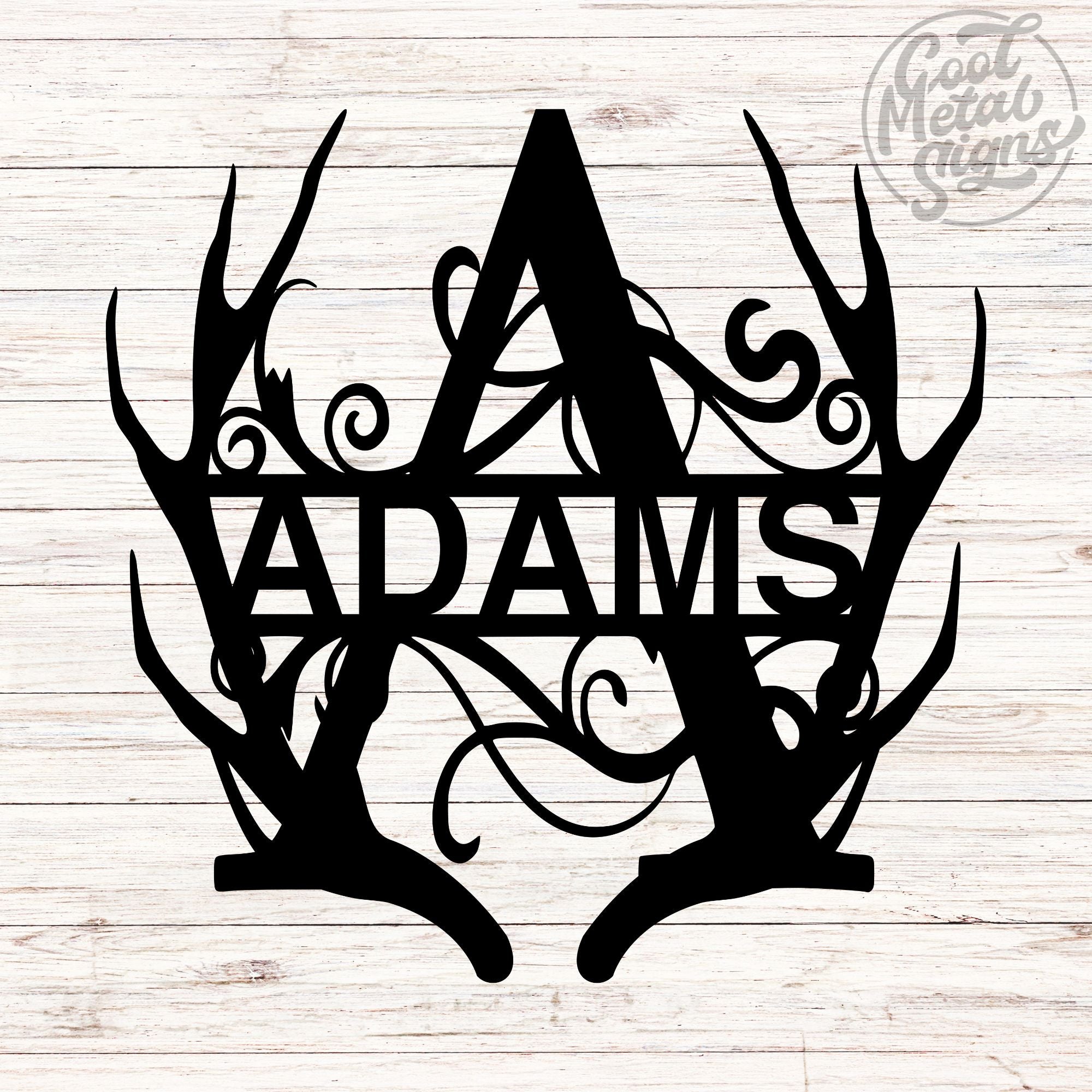 Personalized Antler Swirl Monogram - Cool Metal Signs