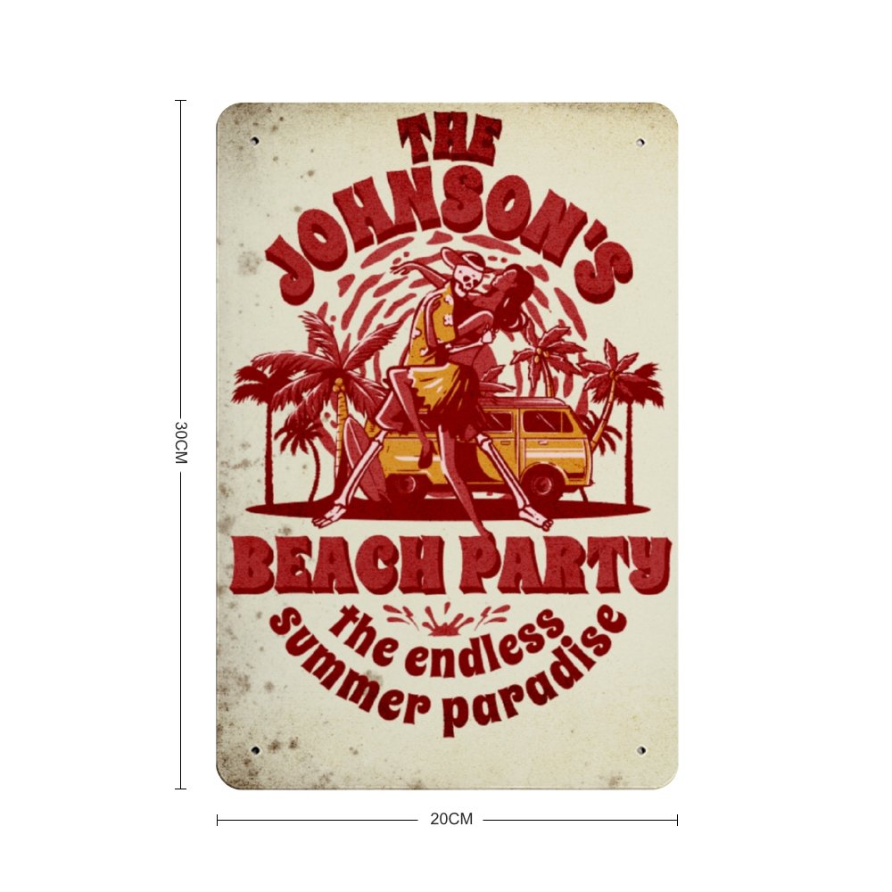 Personalized Beach Party Sign - Cool Metal Signs