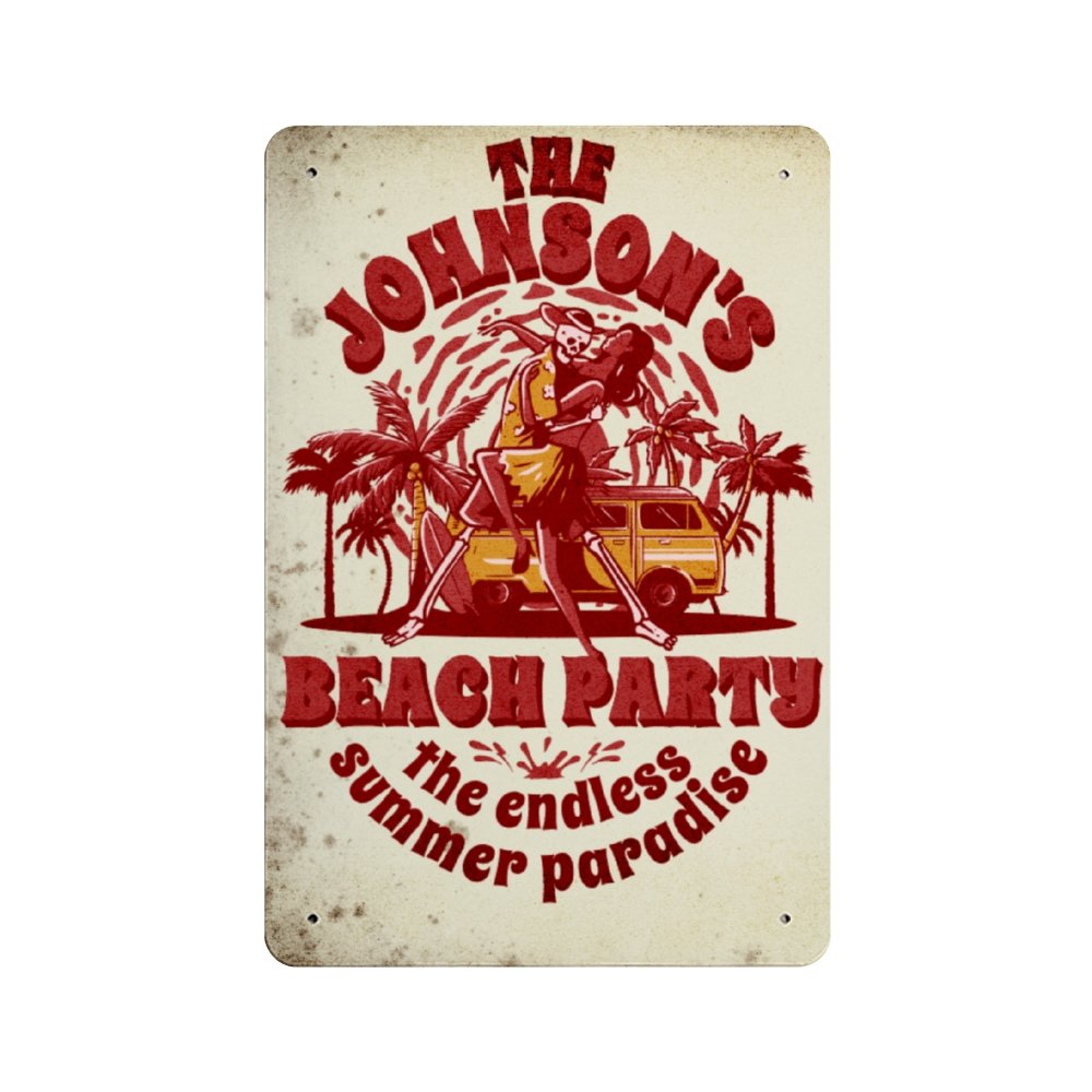 Personalized Beach Party Sign - Cool Metal Signs