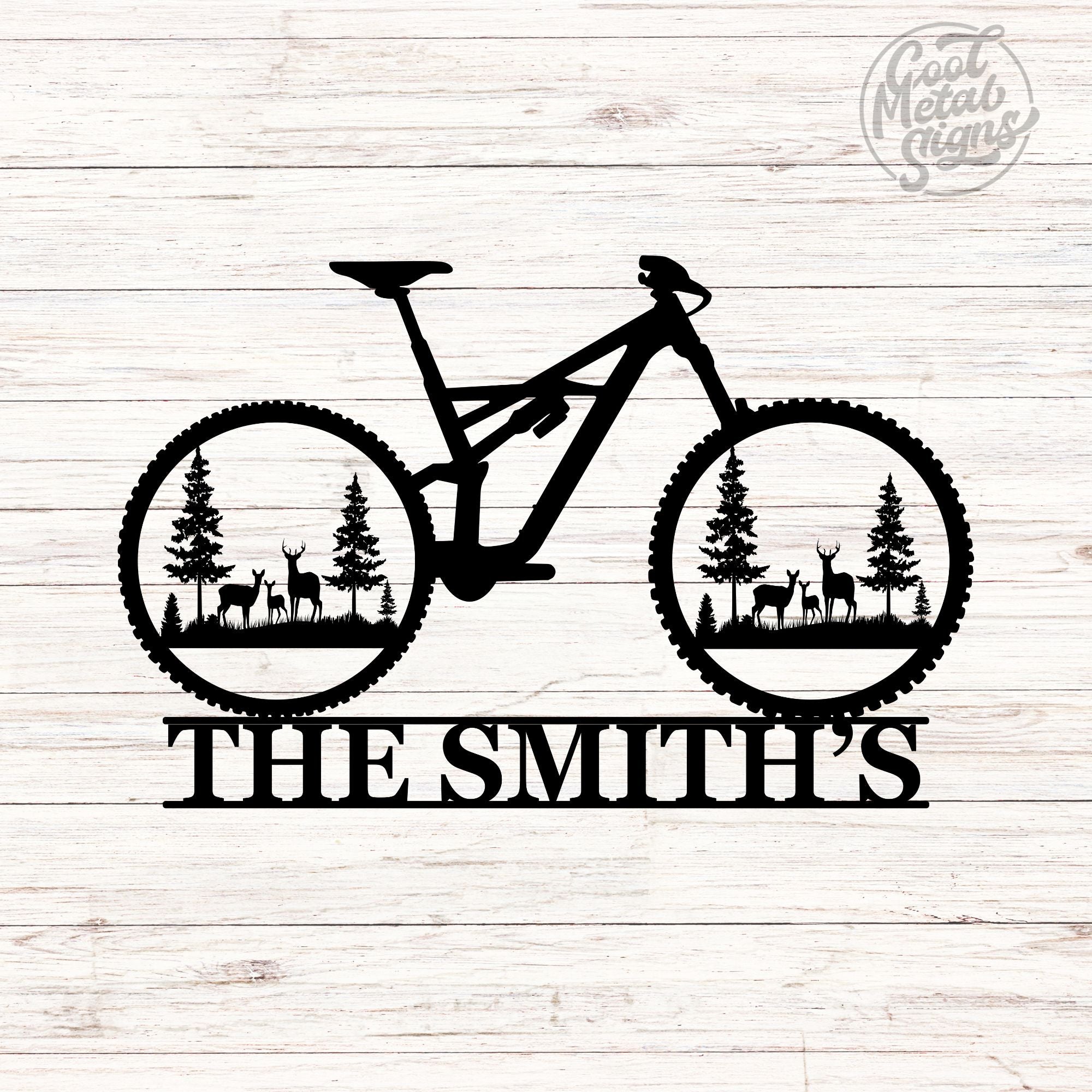 Personalized Bike Deer Scene Sign - Cool Metal Signs
