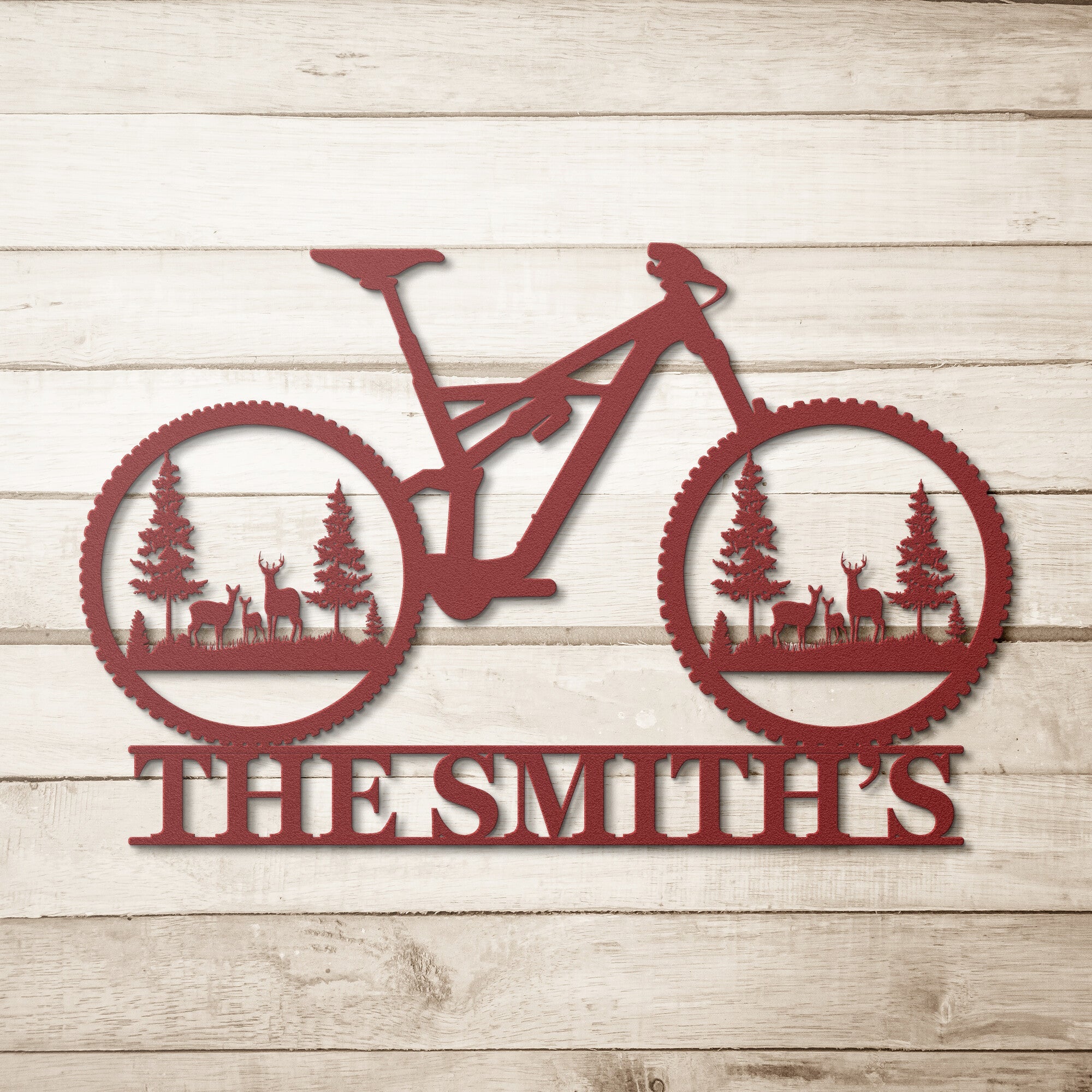 Personalized Bike Deer Scene Sign - Cool Metal Signs