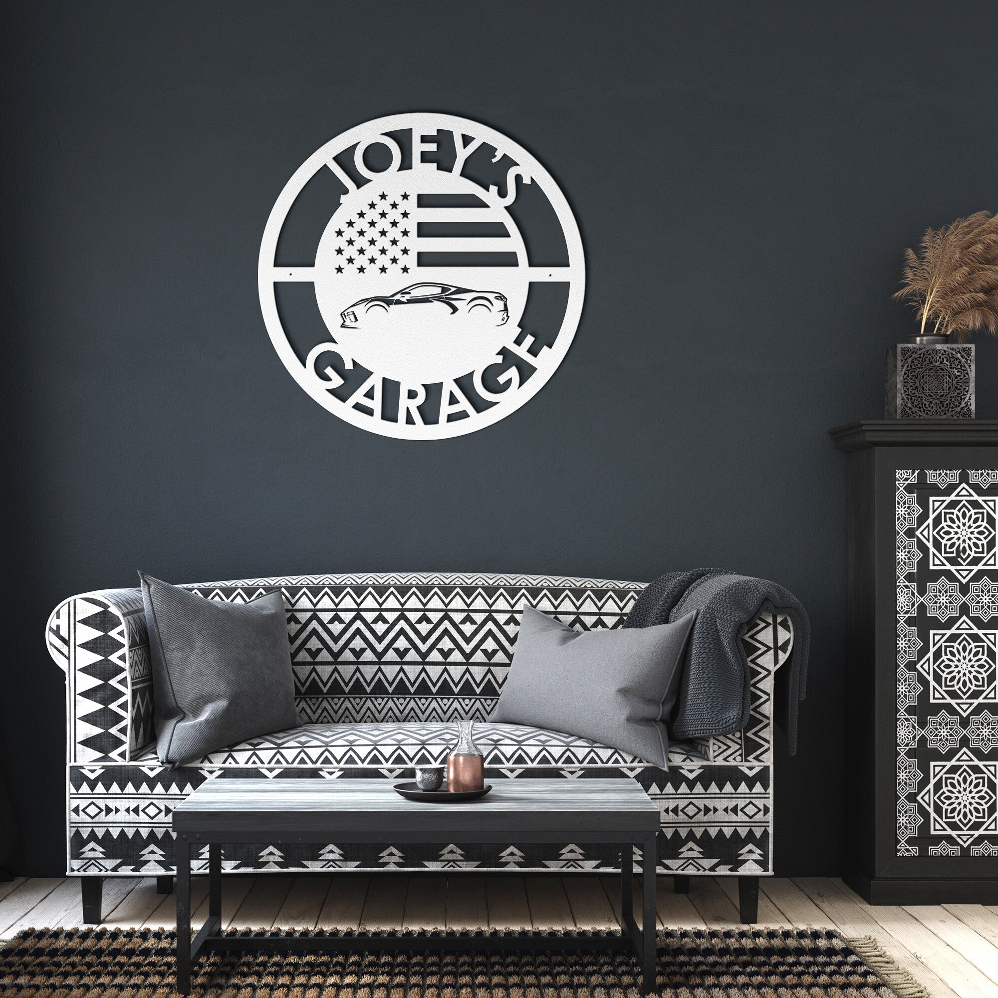 Personalized Corvette C8 Garage Sign - Cool Metal Signs