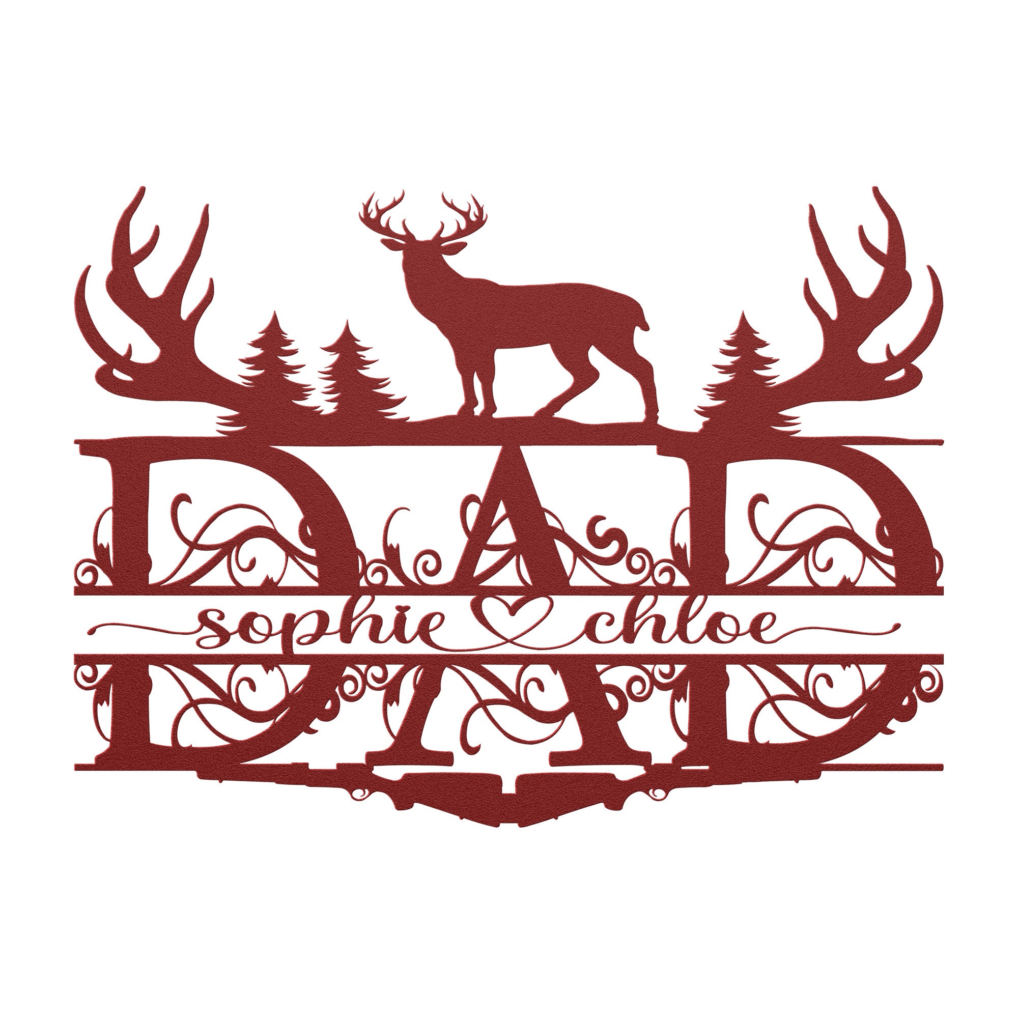 Personalized Dad Deer Sign With Children's Names - Cool Metal Signs
