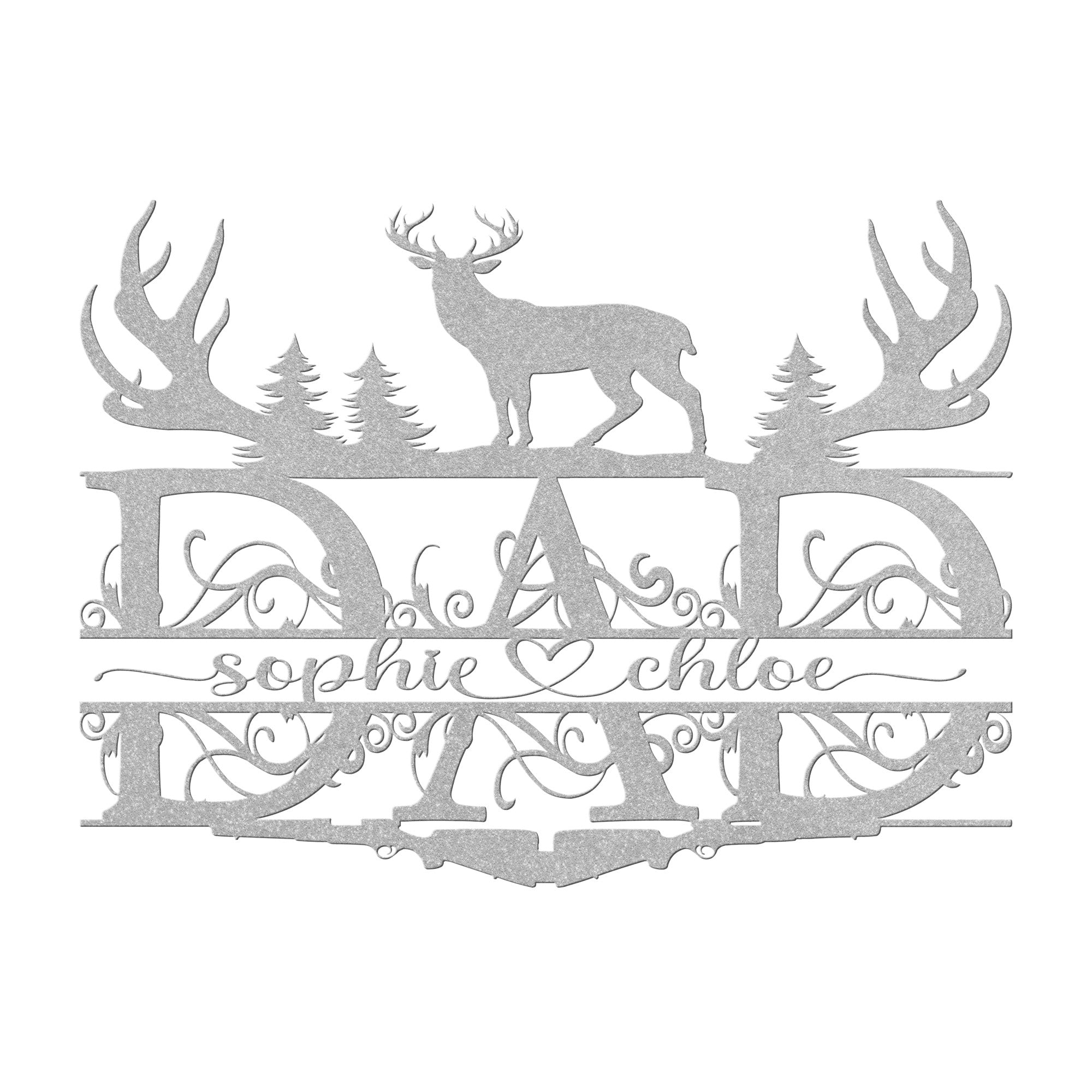 Personalized Dad Deer Sign With Children's Names - Cool Metal Signs