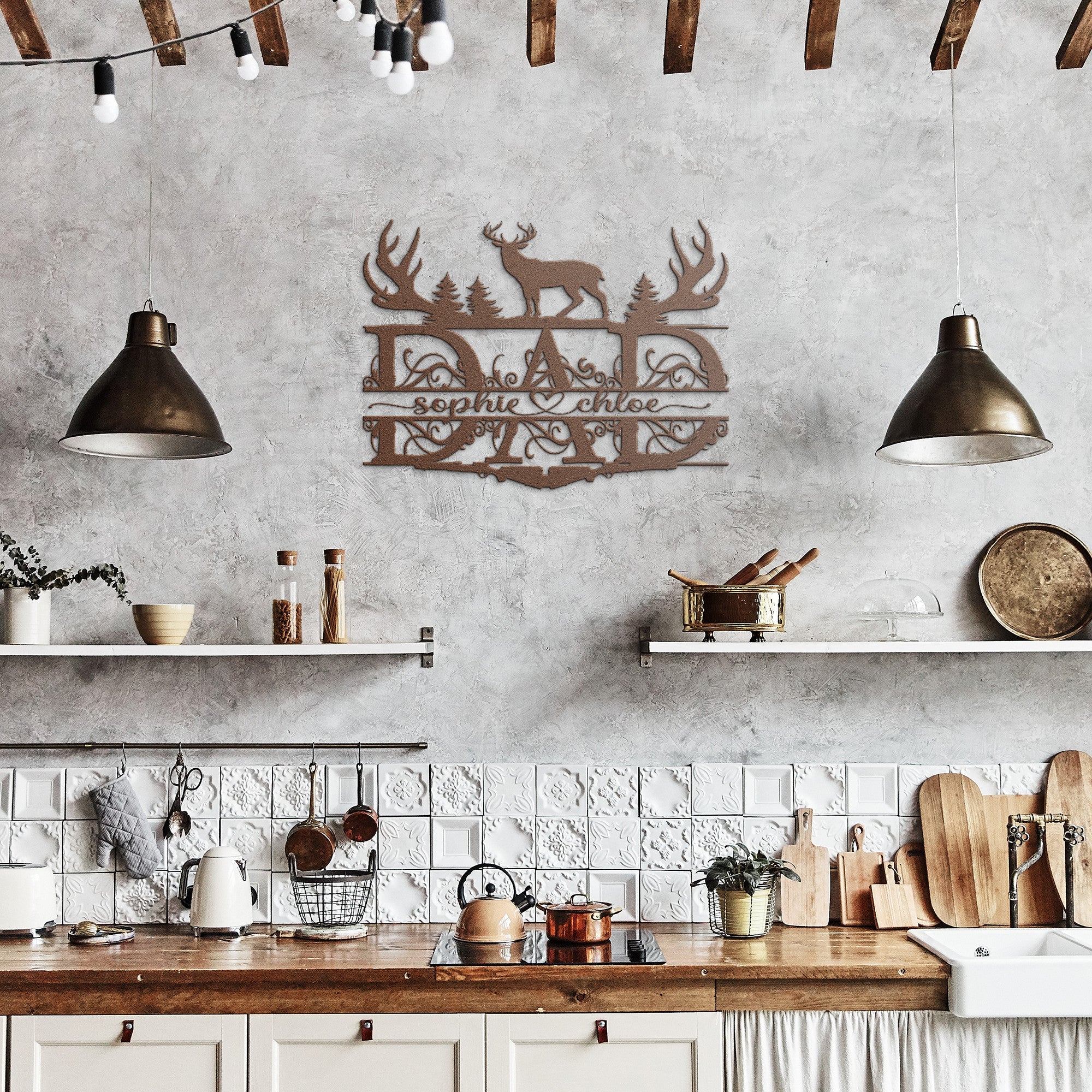 Personalized Dad Deer Sign With Children's Names - Cool Metal Signs