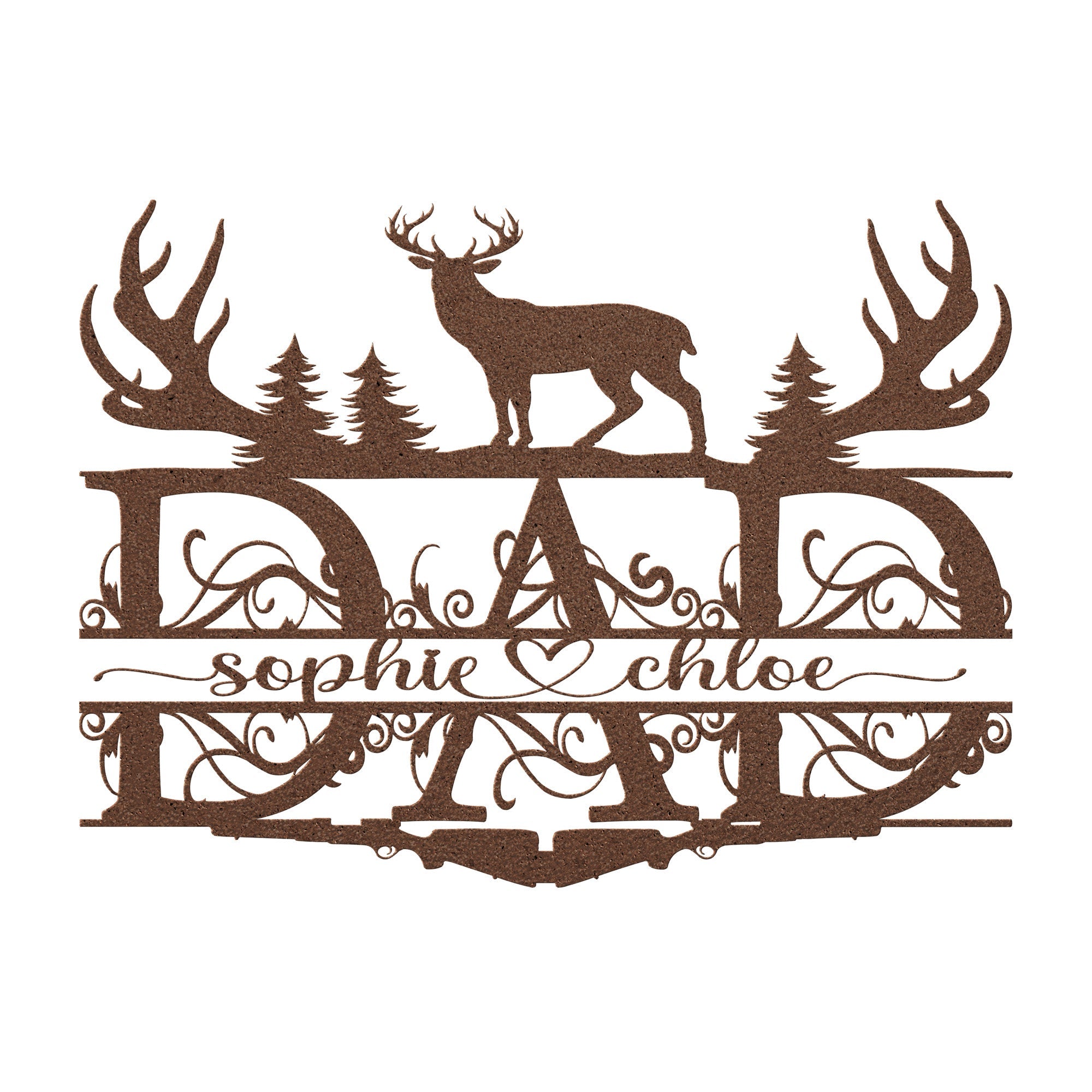 Personalized Dad Deer Sign With Children's Names - Cool Metal Signs