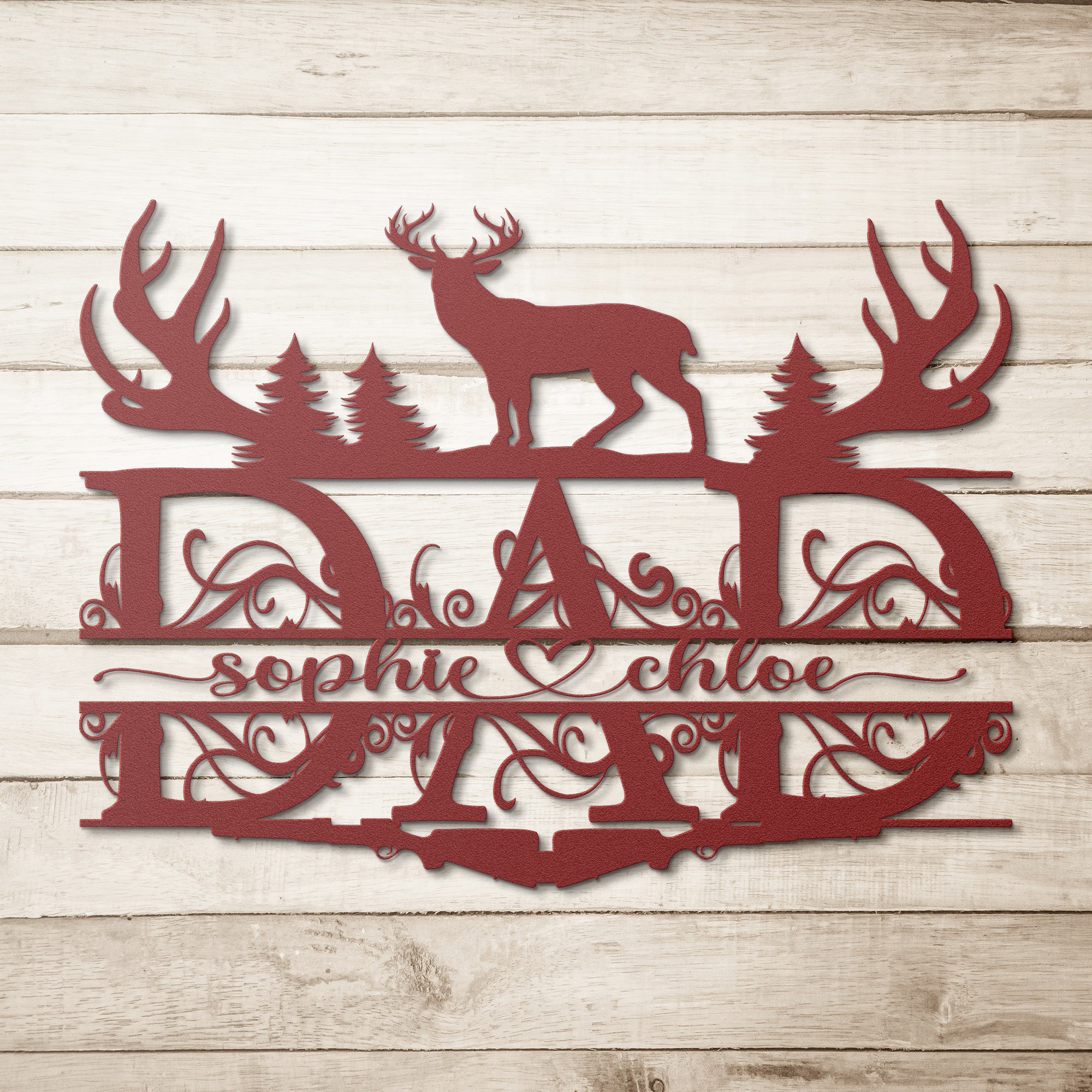 Personalized Dad Deer Sign With Children's Names - Cool Metal Signs