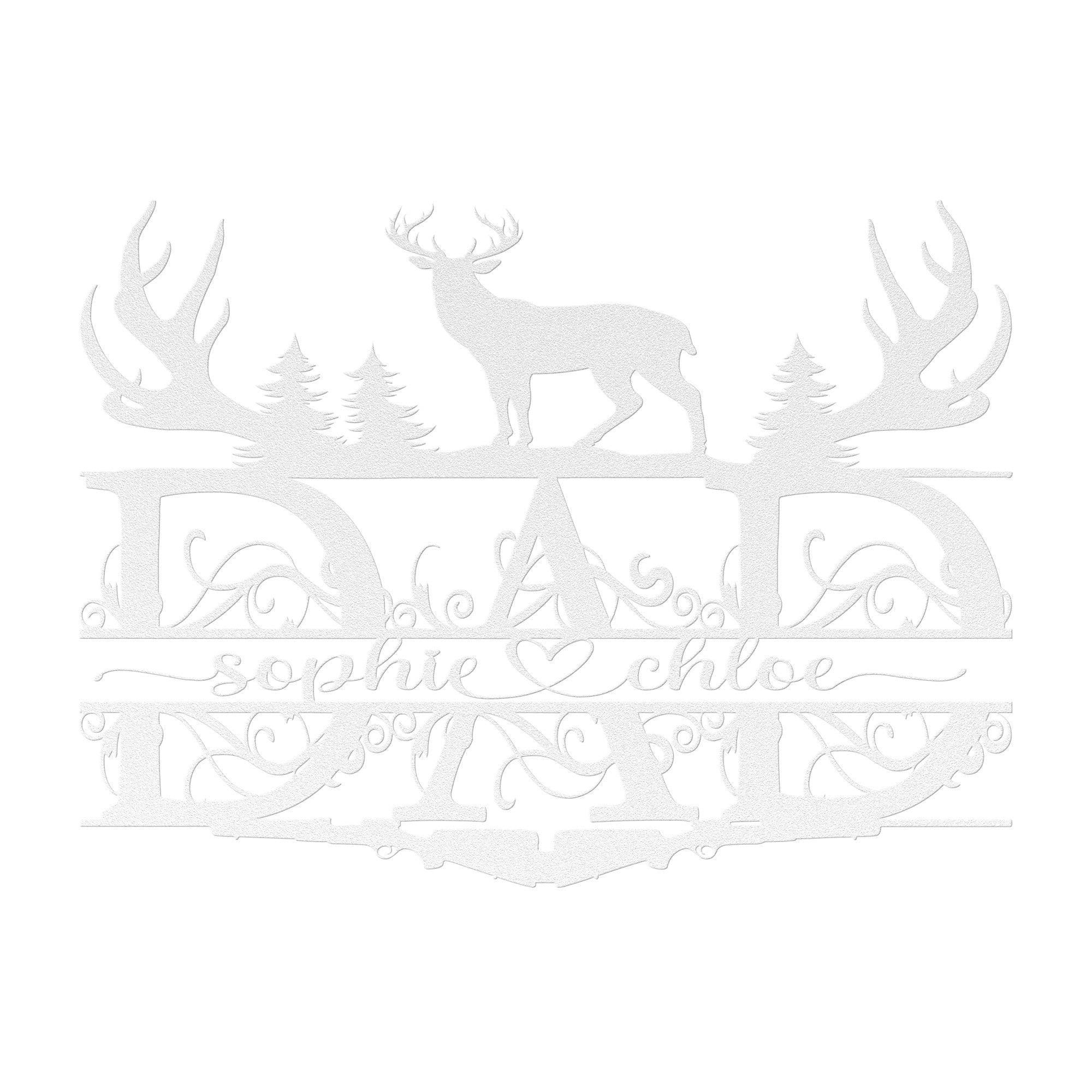 Personalized Dad Deer Sign With Children's Names - Cool Metal Signs