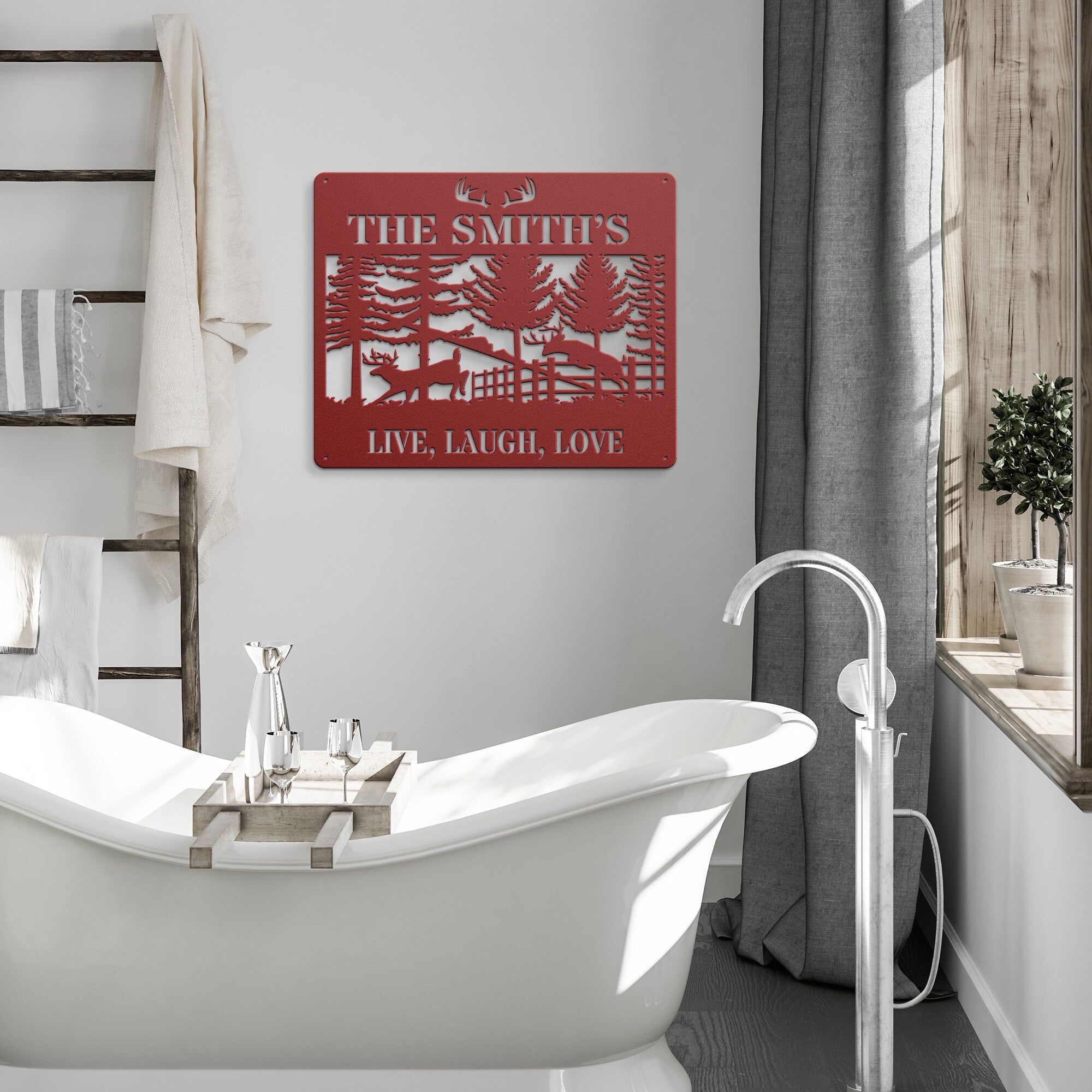 Personalized Deer Scene Family Sign - Cool Metal Signs