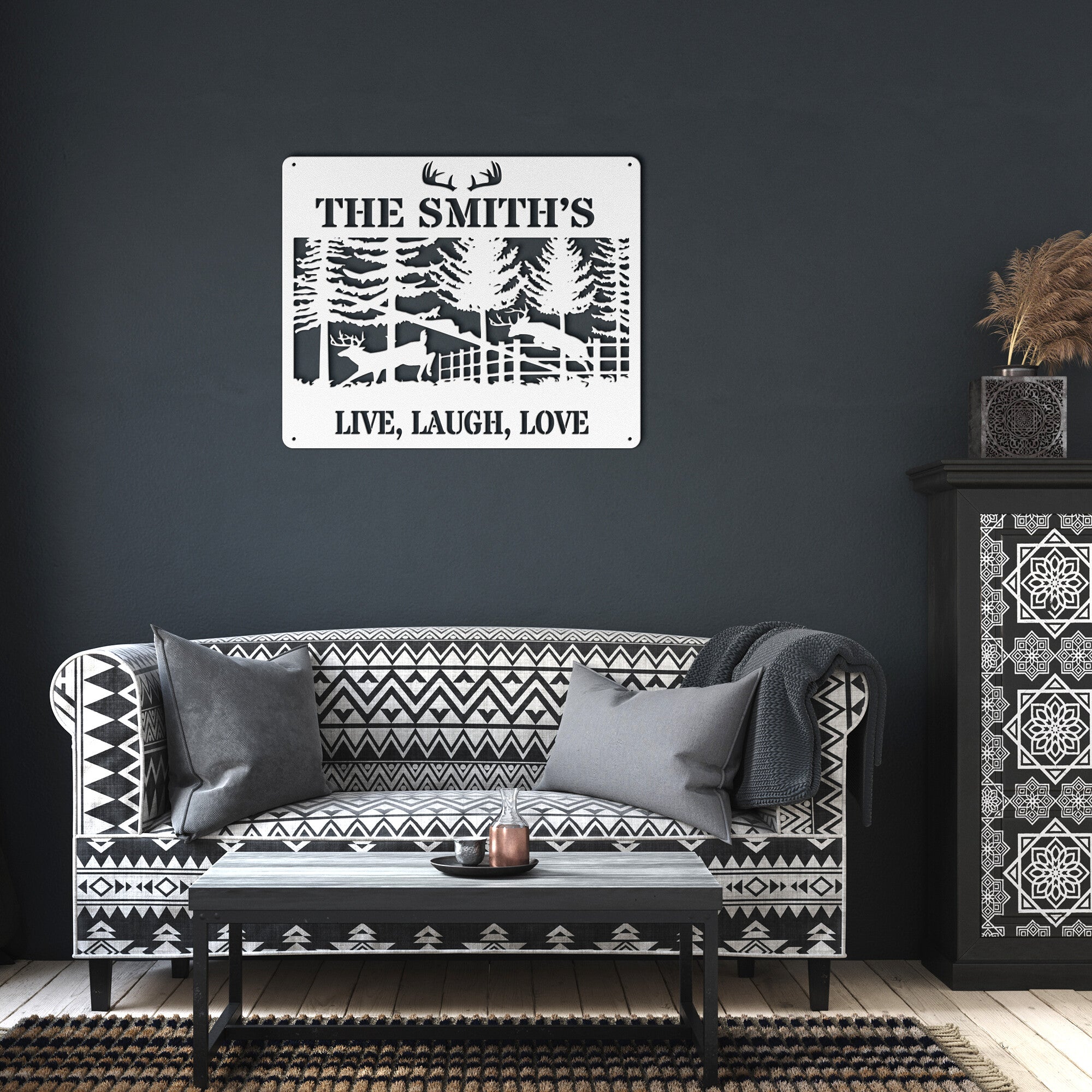 Personalized Deer Scene Family Sign - Cool Metal Signs