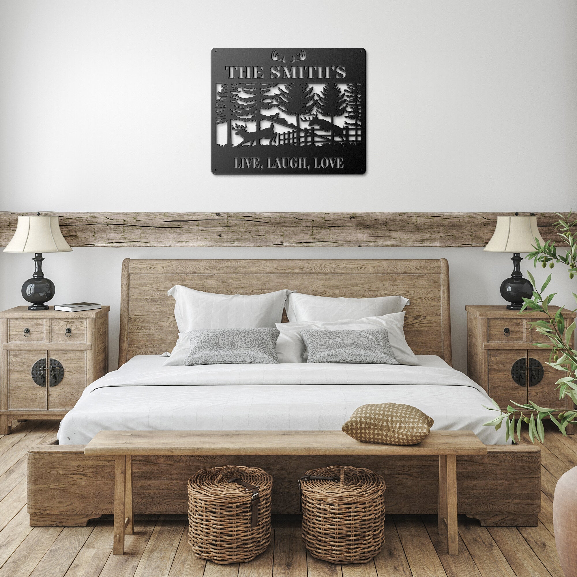 Personalized Deer Scene Family Sign - Cool Metal Signs