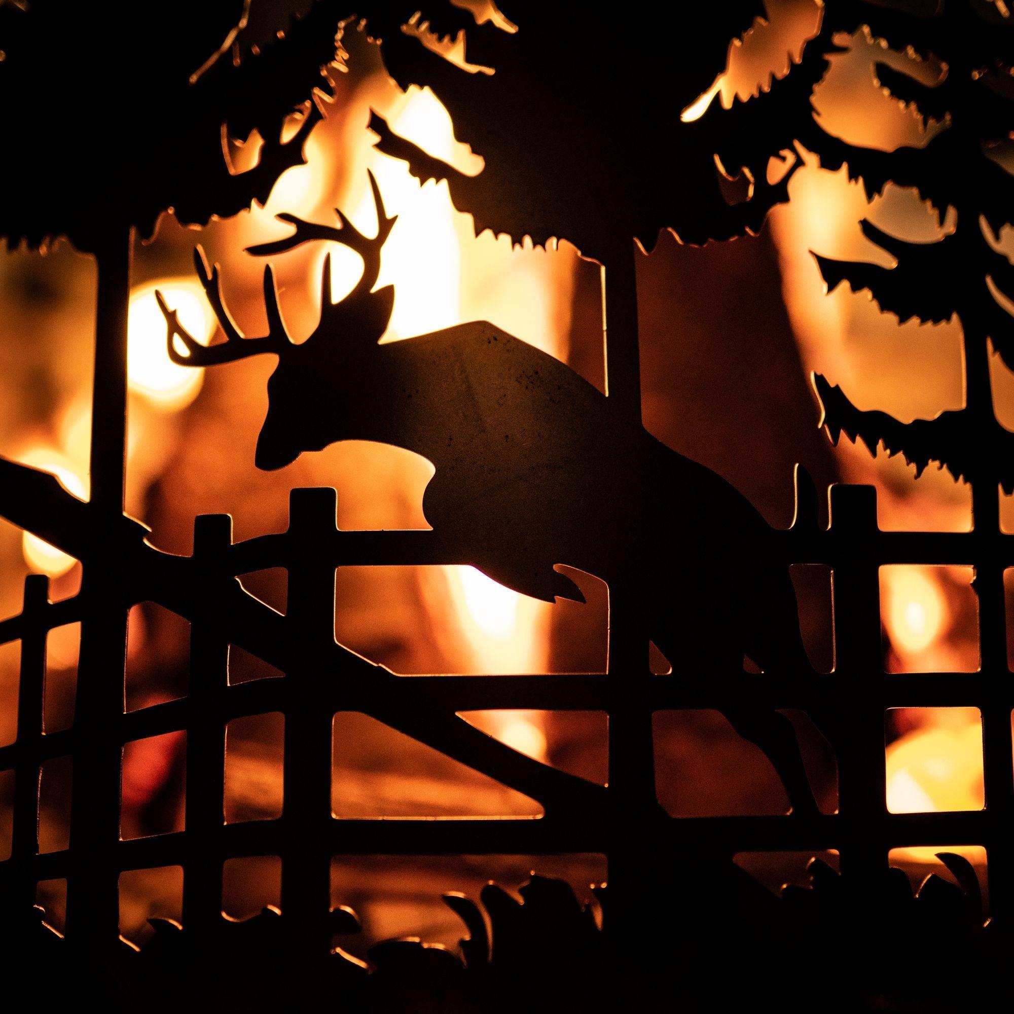 Personalized Deer Scene Fire Pit Ring - Cool Metal Signs