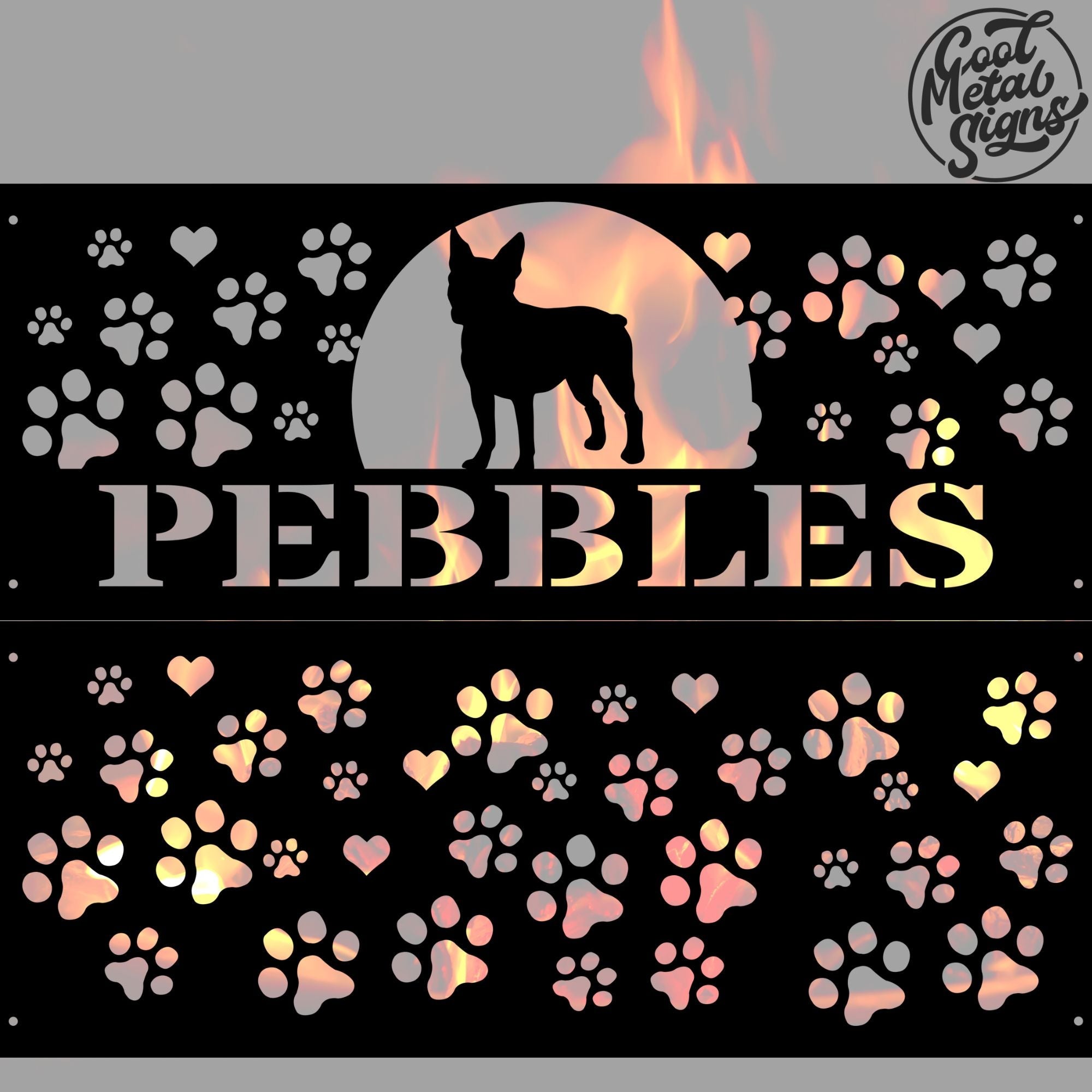 Personalized Dog Scene Fire Pit Ring - Cool Metal Signs