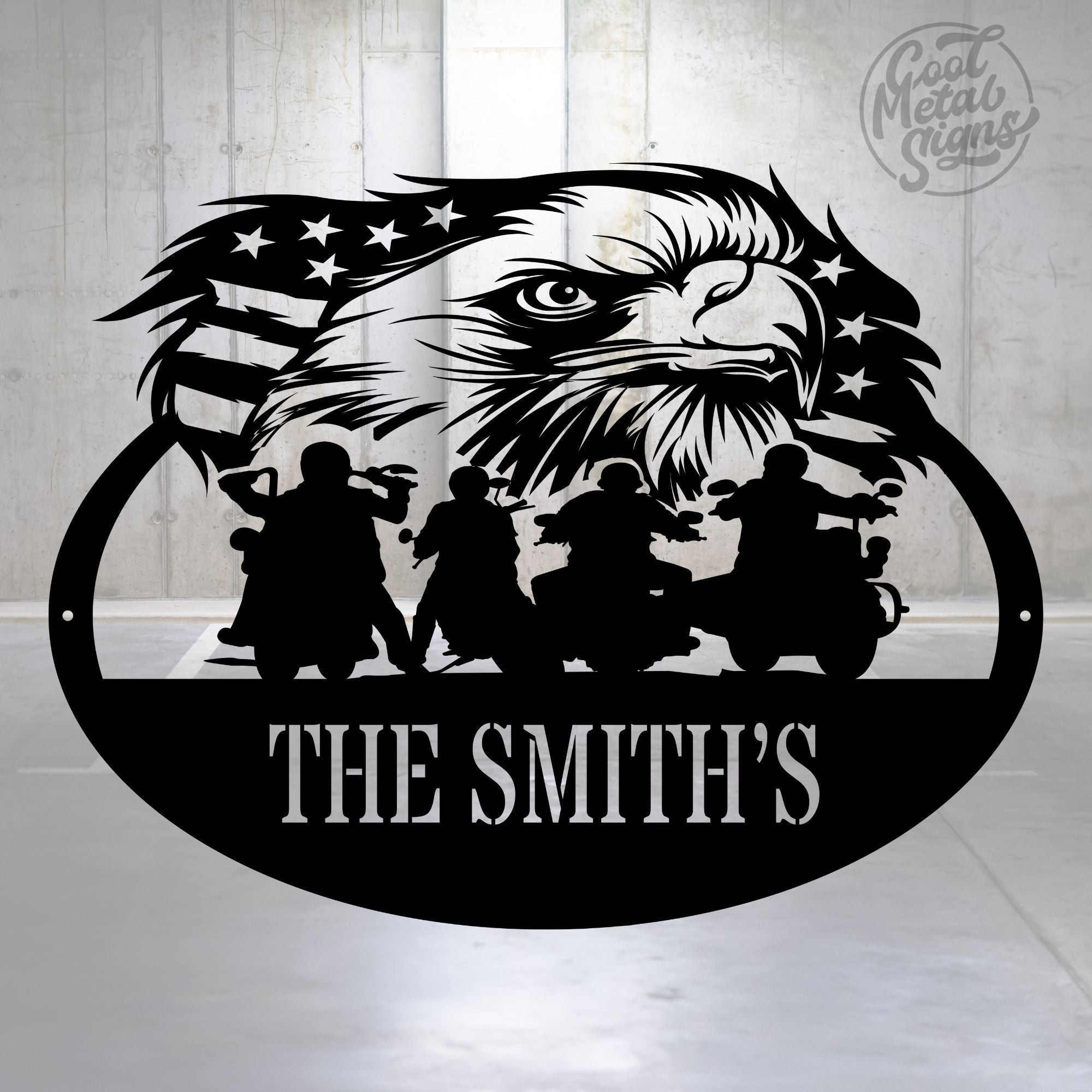 Personalized Eagle Bikers Sign - Cool Metal Signs