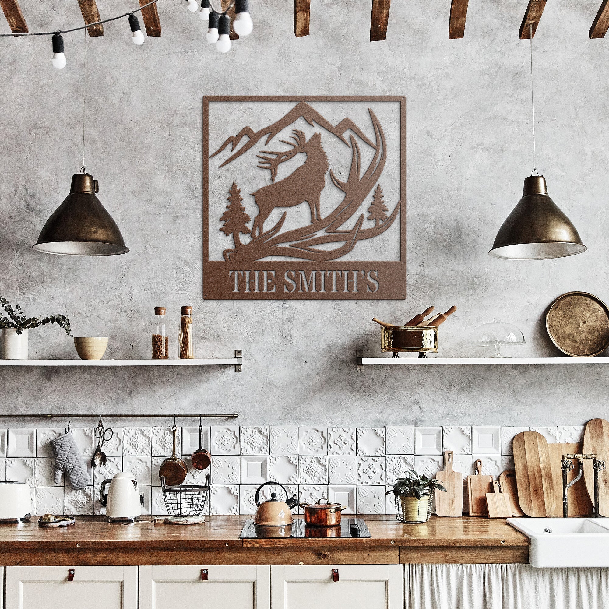 Personalized Elk Scene Family Sign - Cool Metal Signs