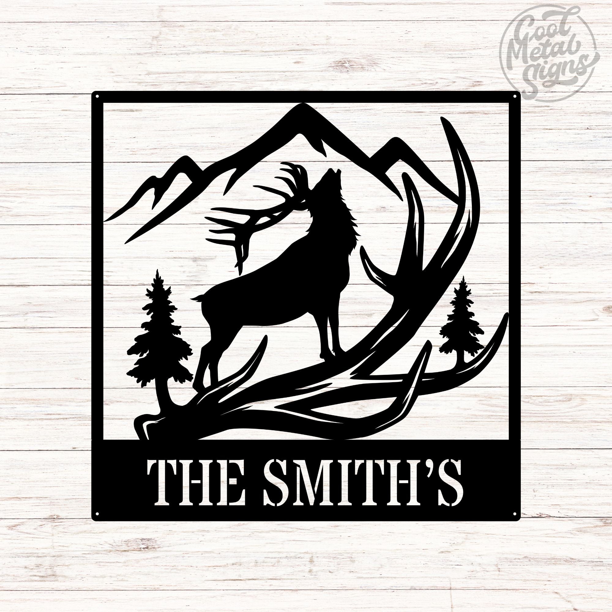 Personalized Elk Scene Family Sign - Cool Metal Signs