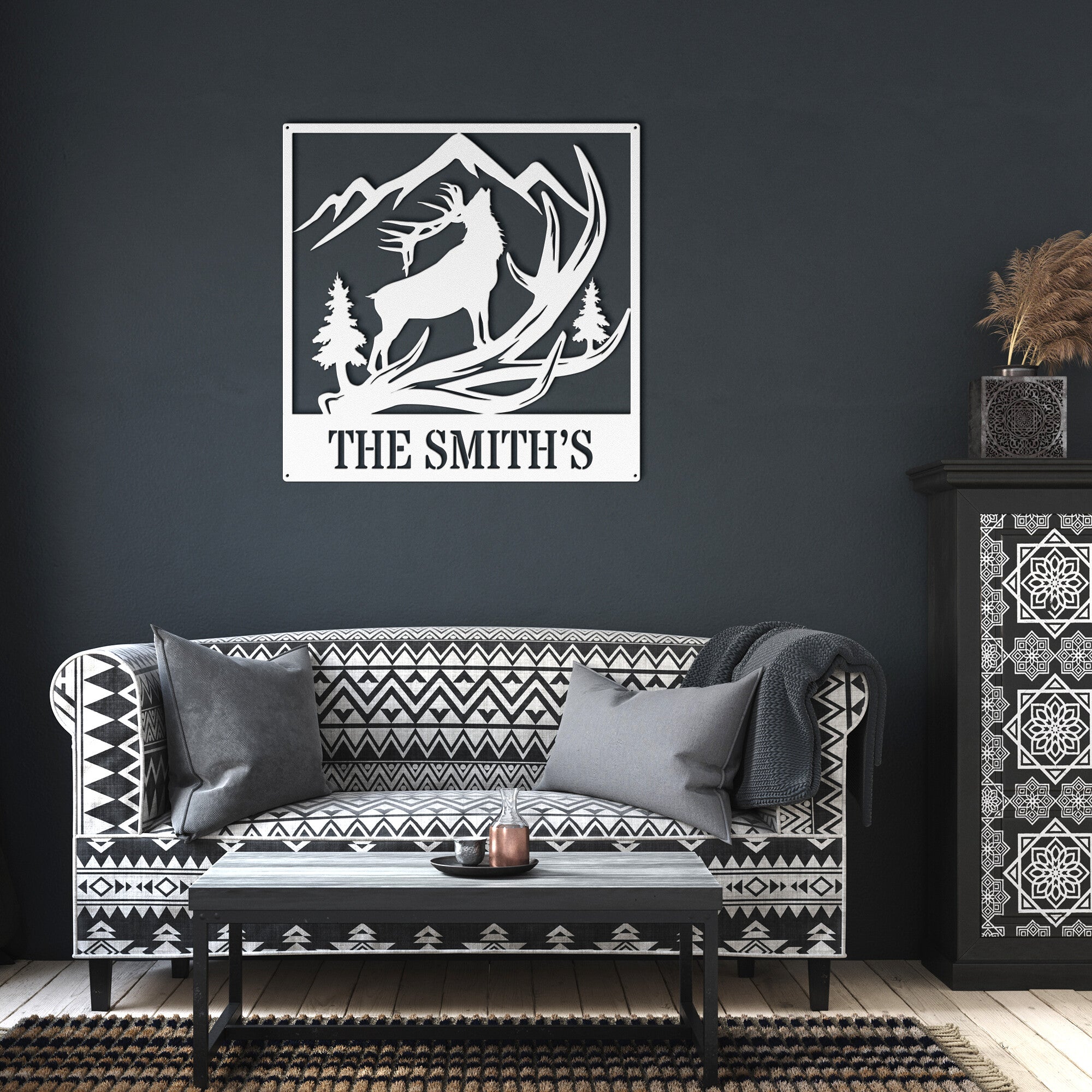 Personalized Elk Scene Family Sign - Cool Metal Signs