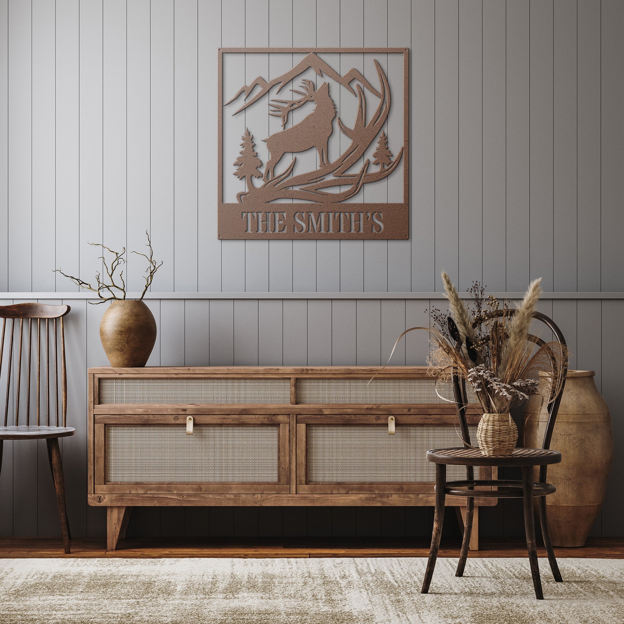 Personalized Elk Scene Family Sign - Cool Metal Signs