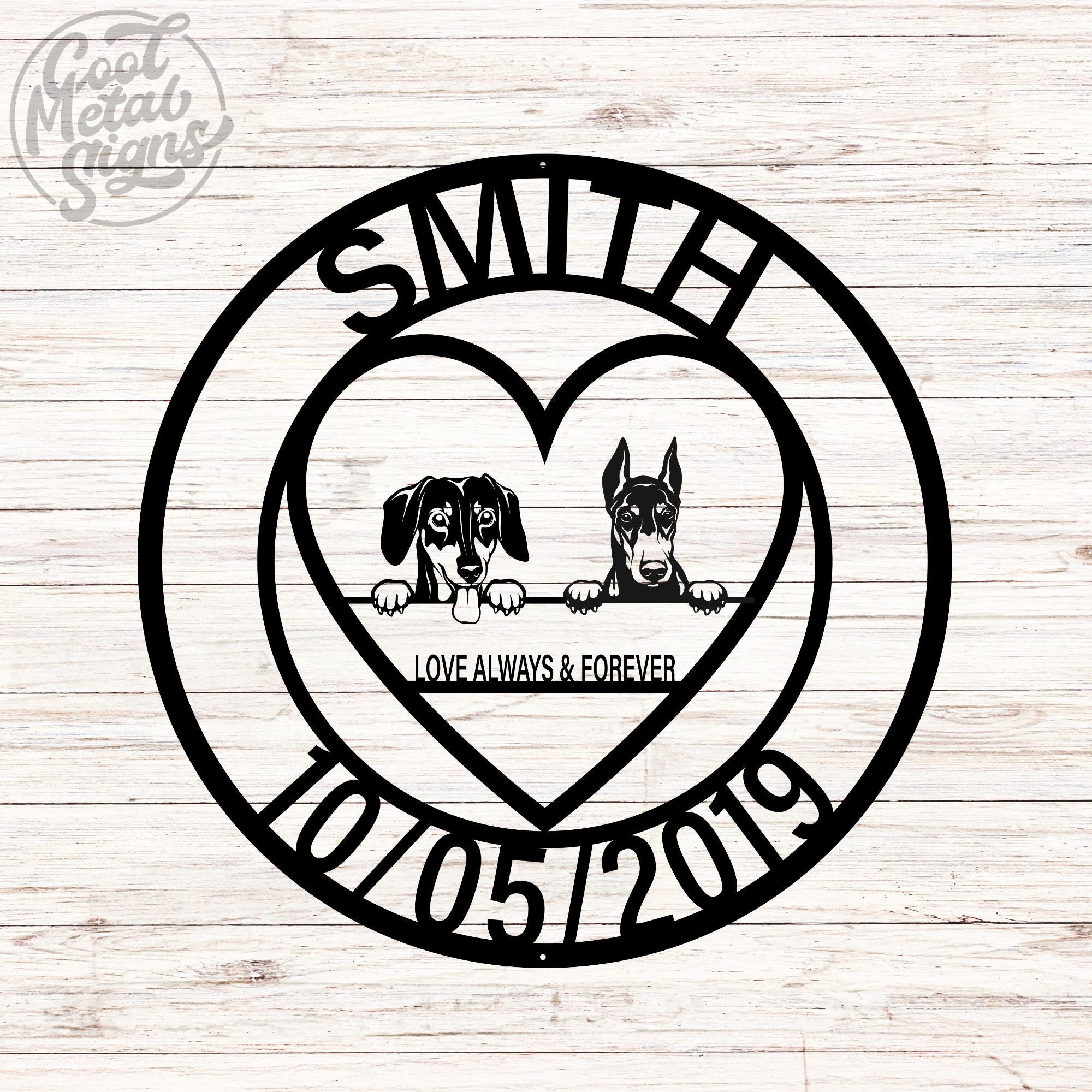Personalized Family & Dogs Sign - Cool Metal Signs