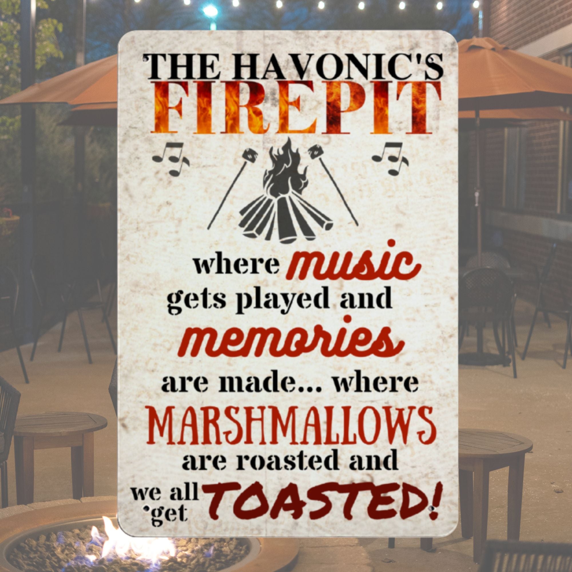 Personalized FIREPIT Metal Sign - Cool Metal Signs