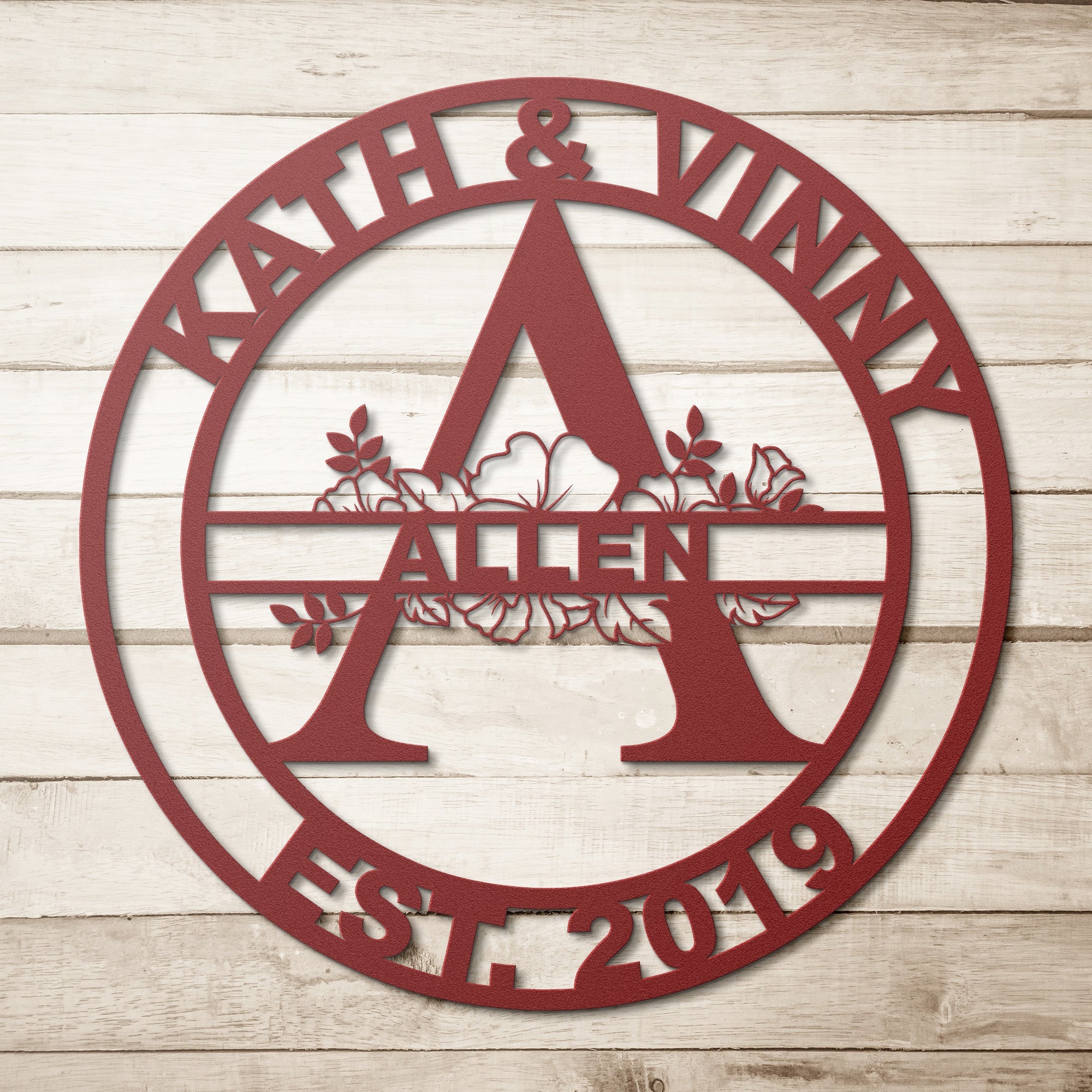 Personalized Floral Monogram - Cool Metal Signs