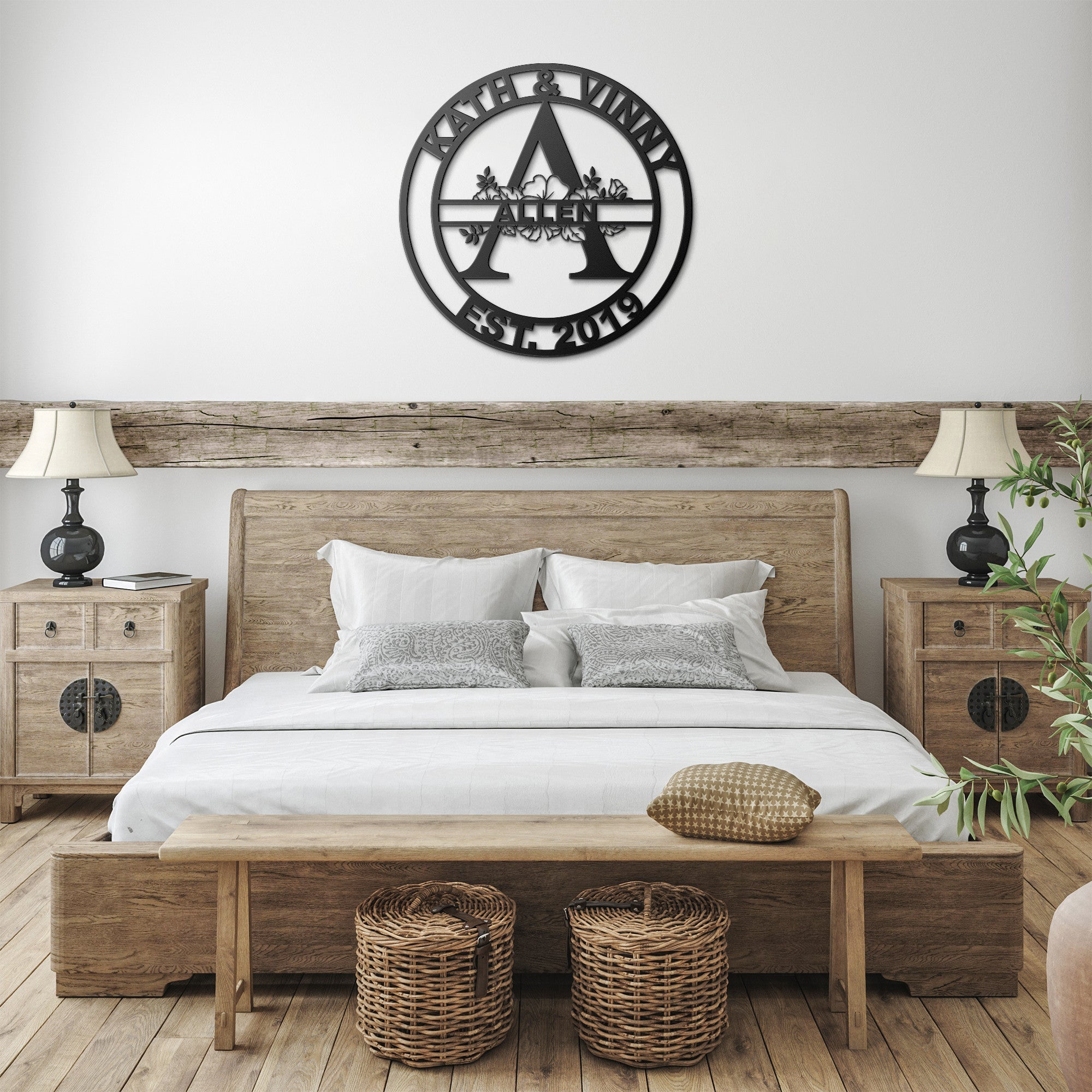 Personalized Floral Monogram - Cool Metal Signs