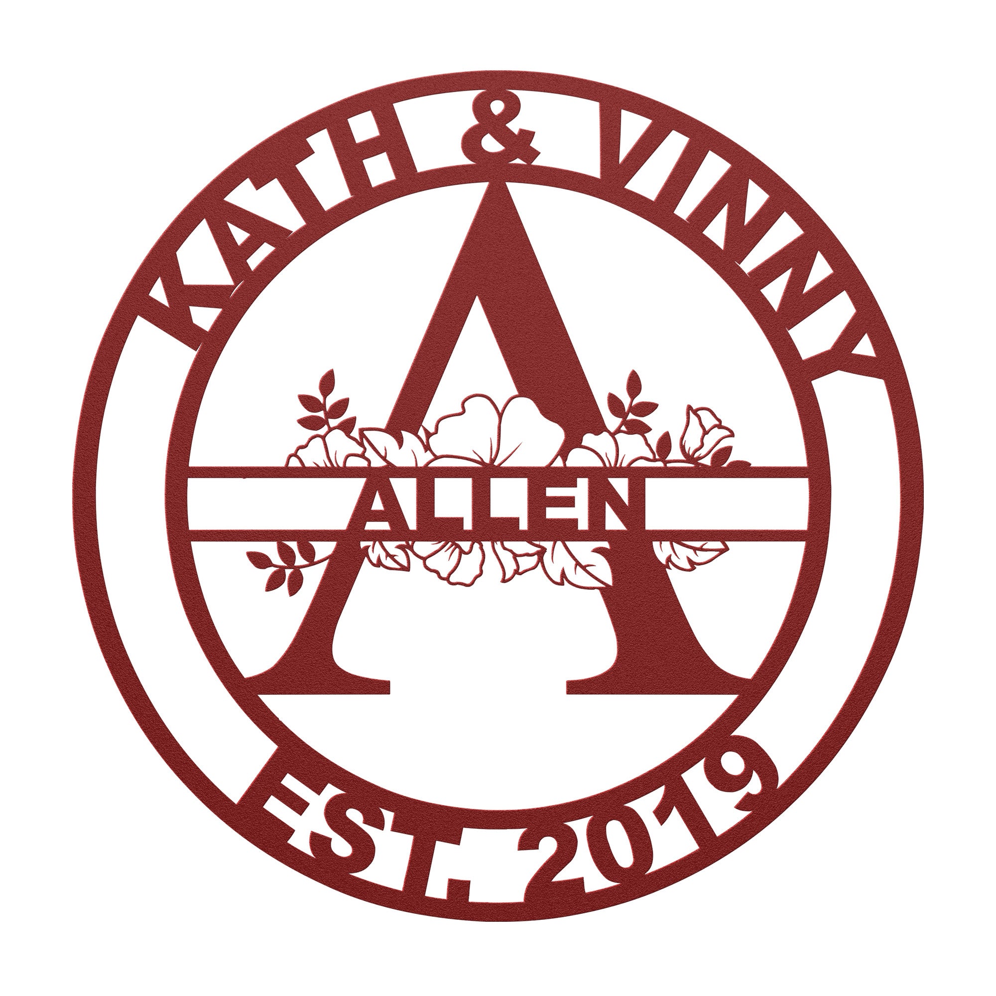 Personalized Floral Monogram - Cool Metal Signs