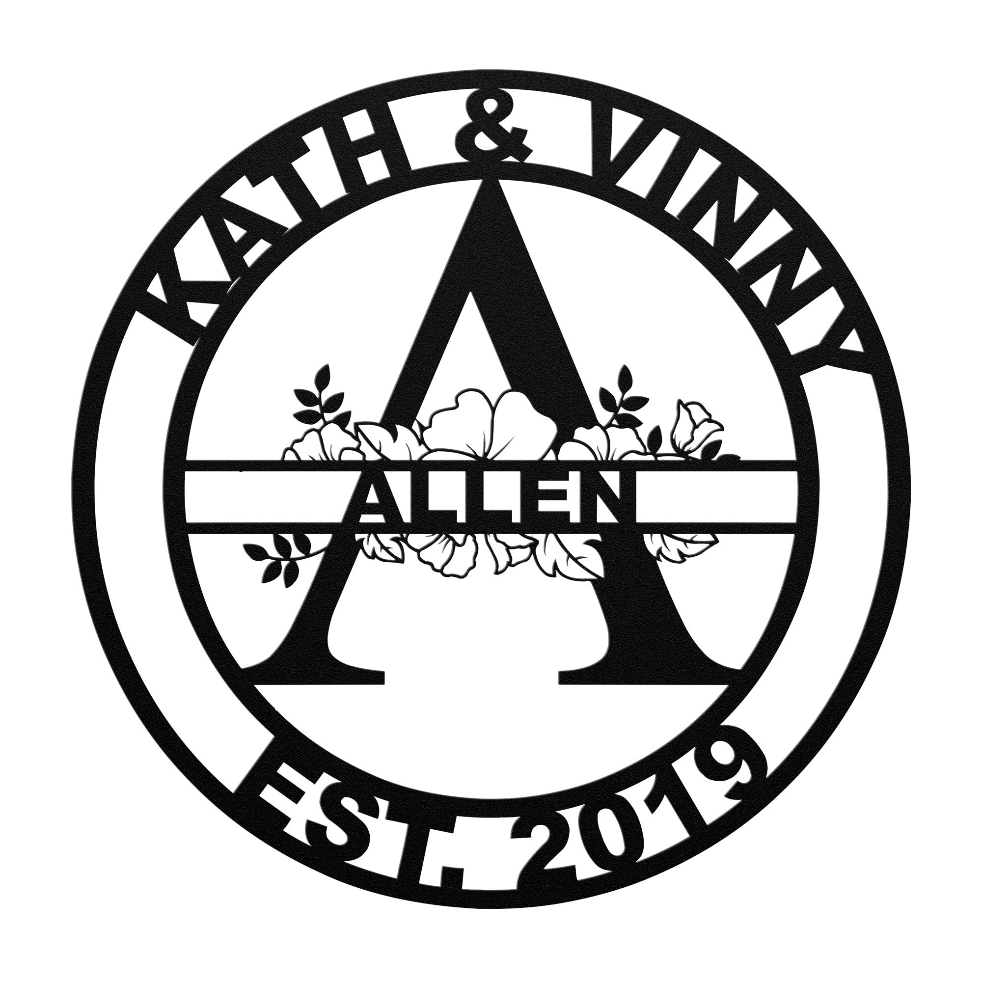 Personalized Floral Monogram - Cool Metal Signs