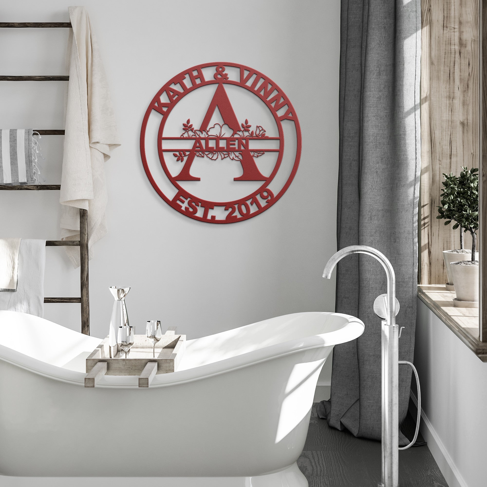 Personalized Floral Monogram - Cool Metal Signs