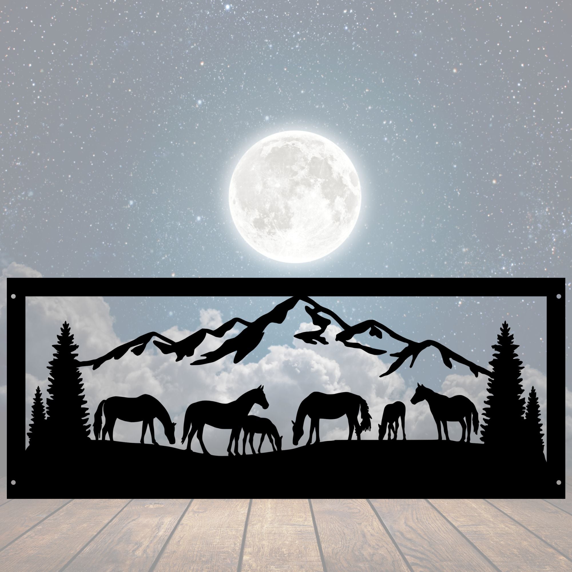 Personalized Horse Scene Fire Pit Ring - Cool Metal Signs