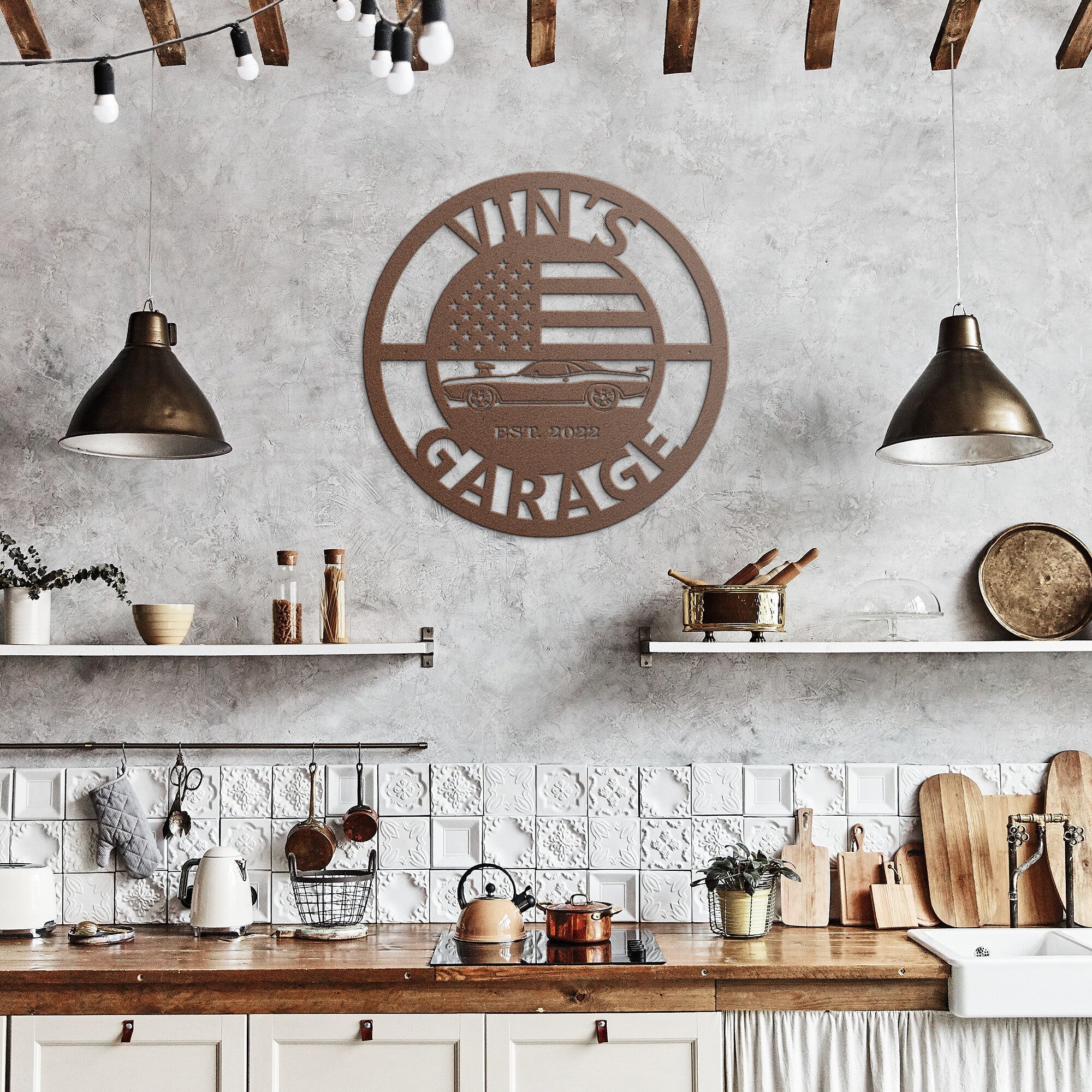 Personalized Hot Rod Garage Sign - Cool Metal Signs