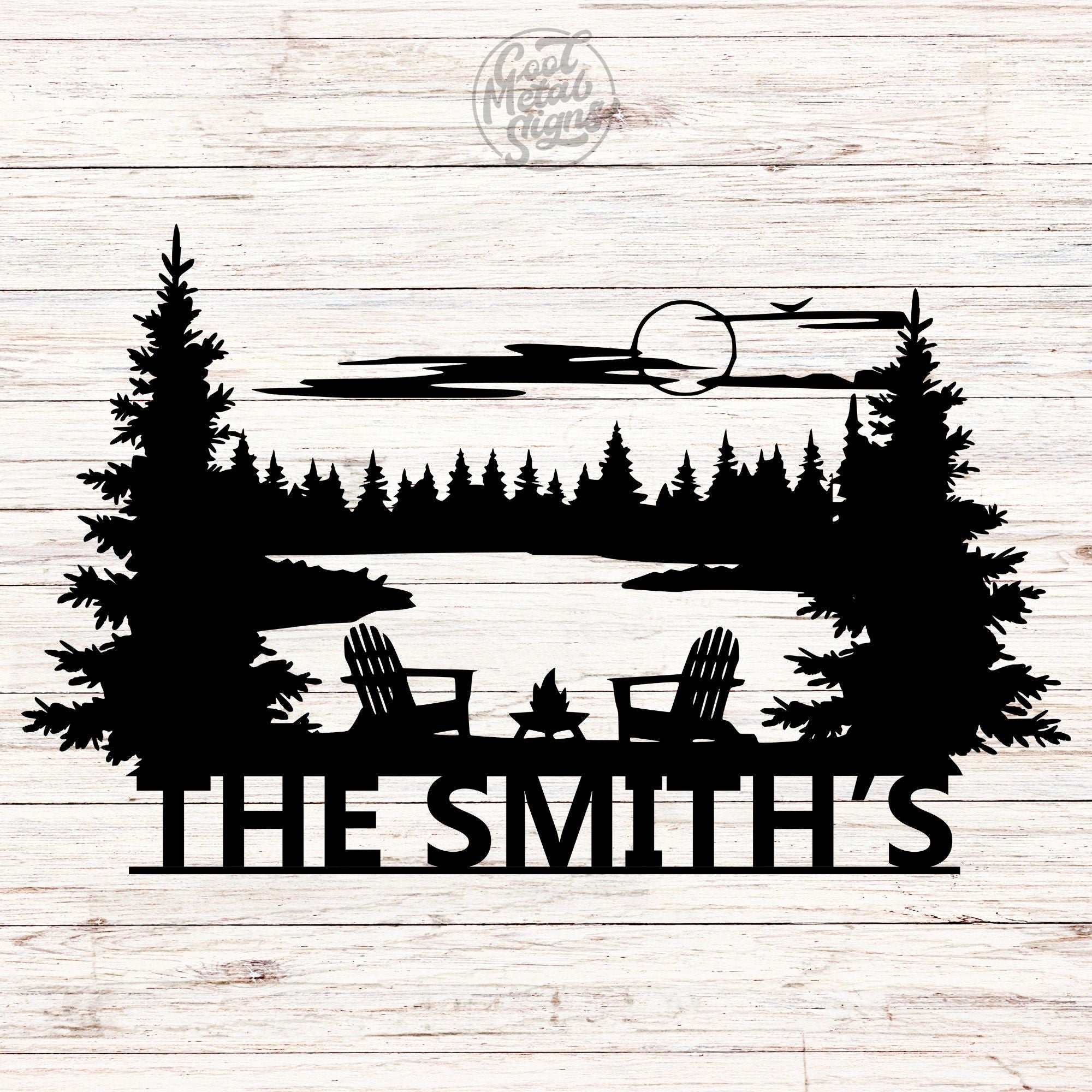 Personalized Lake Scene Family Sign - Cool Metal Signs