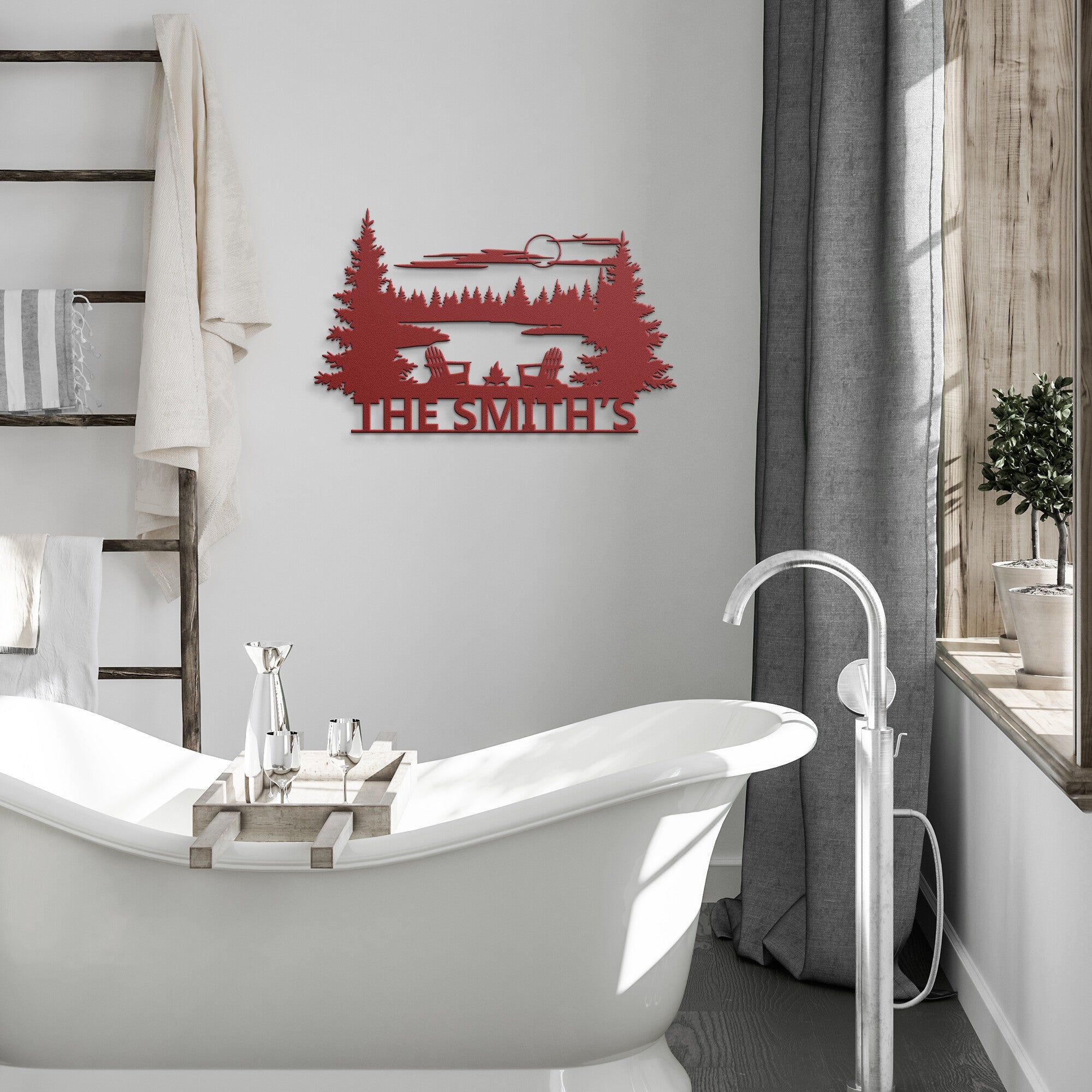 Personalized Lake Scene Family Sign - Cool Metal Signs