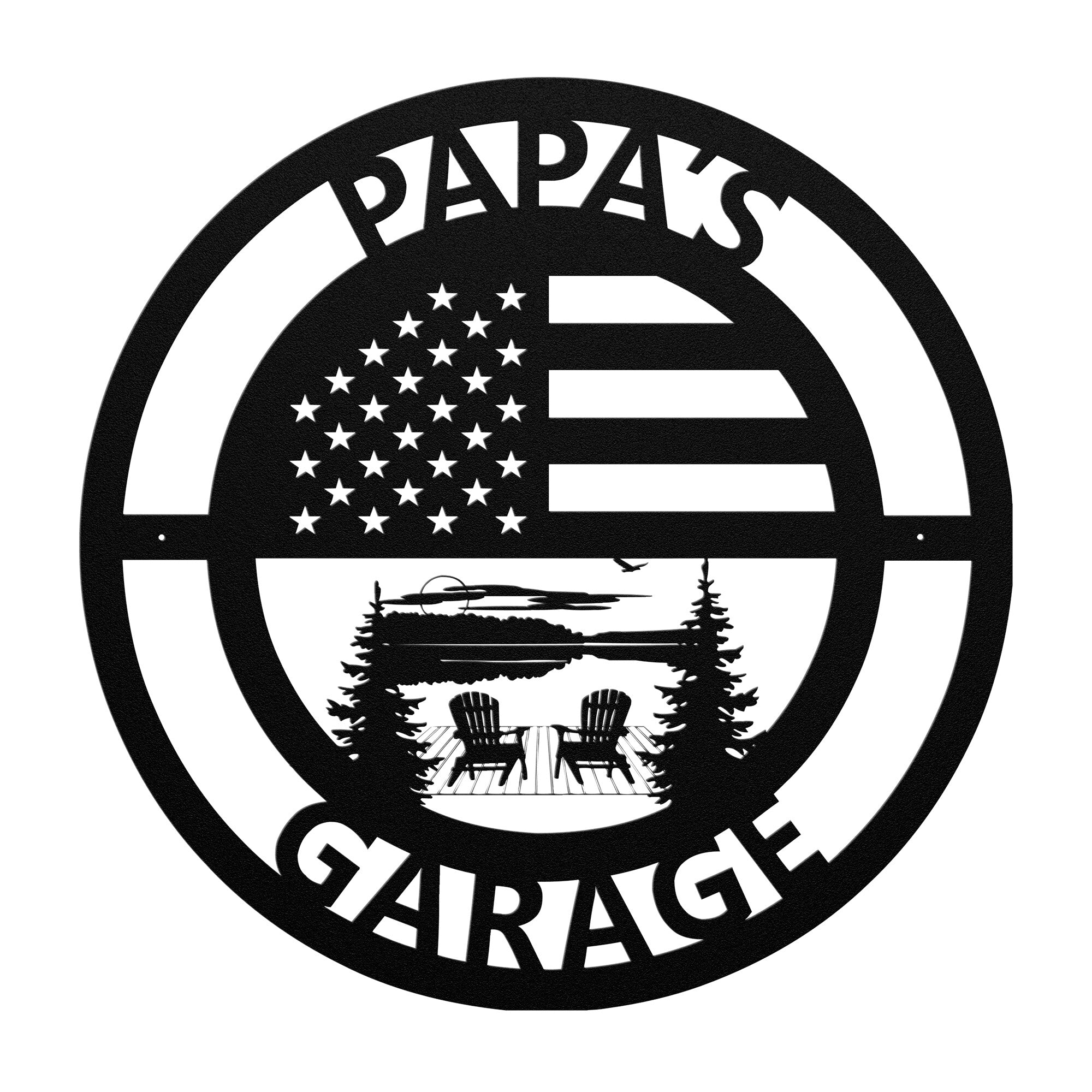 Personalized Lake Scene Garage Sign - Cool Metal Signs