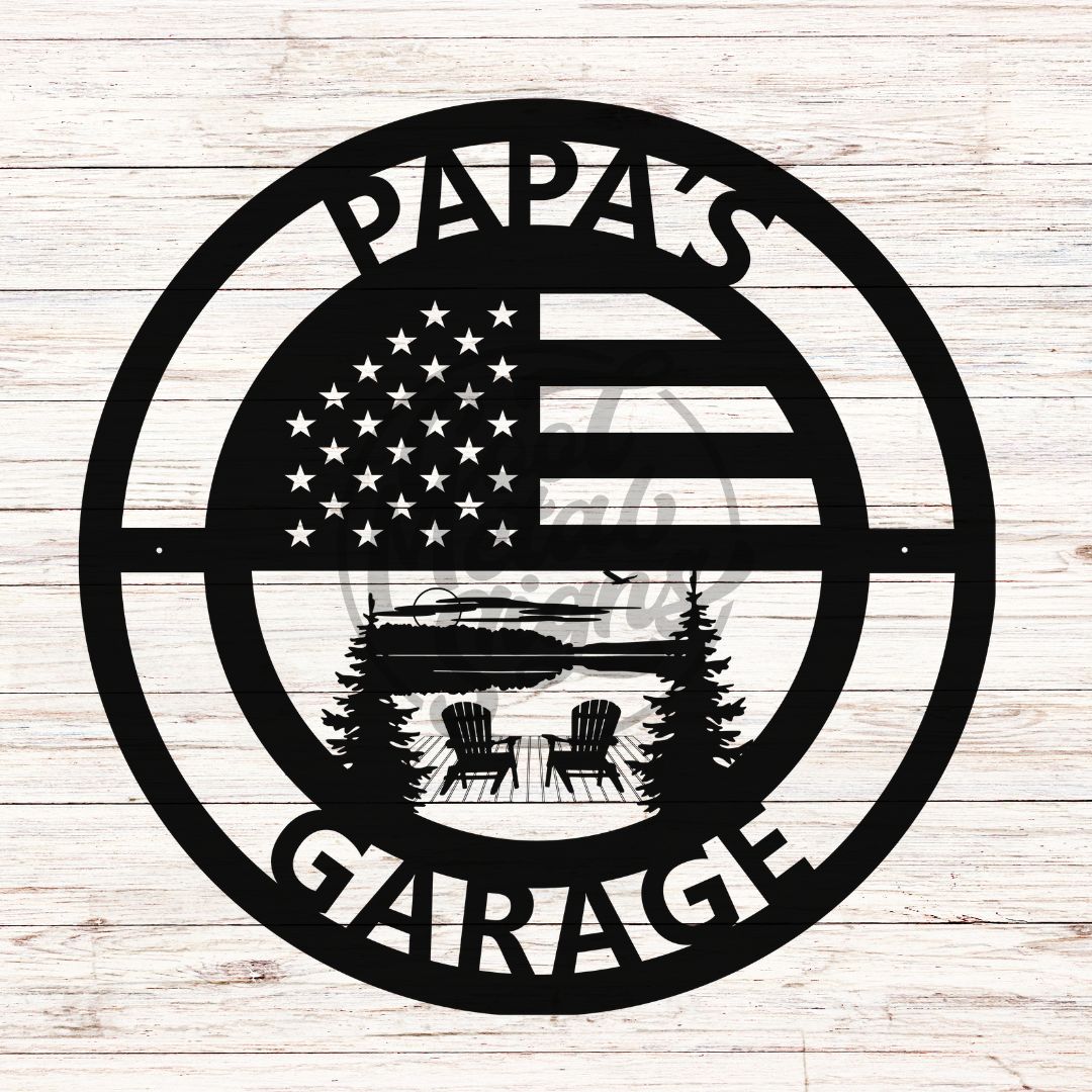Personalized Lake Scene Garage Sign - Cool Metal Signs