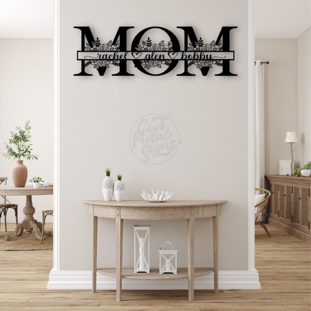 Personalized MOM Monogram - Floral - Cool Metal Signs