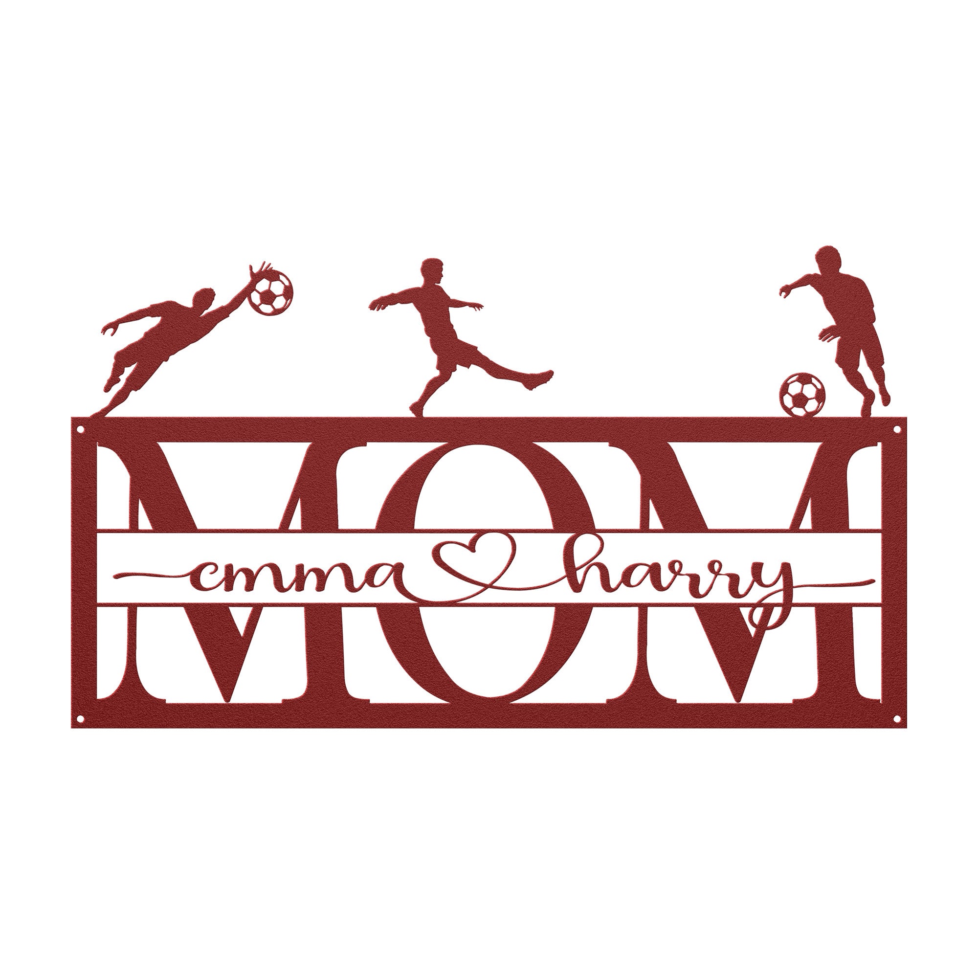 Personalized MOM Sign - Soccer Theme - Cool Metal Signs