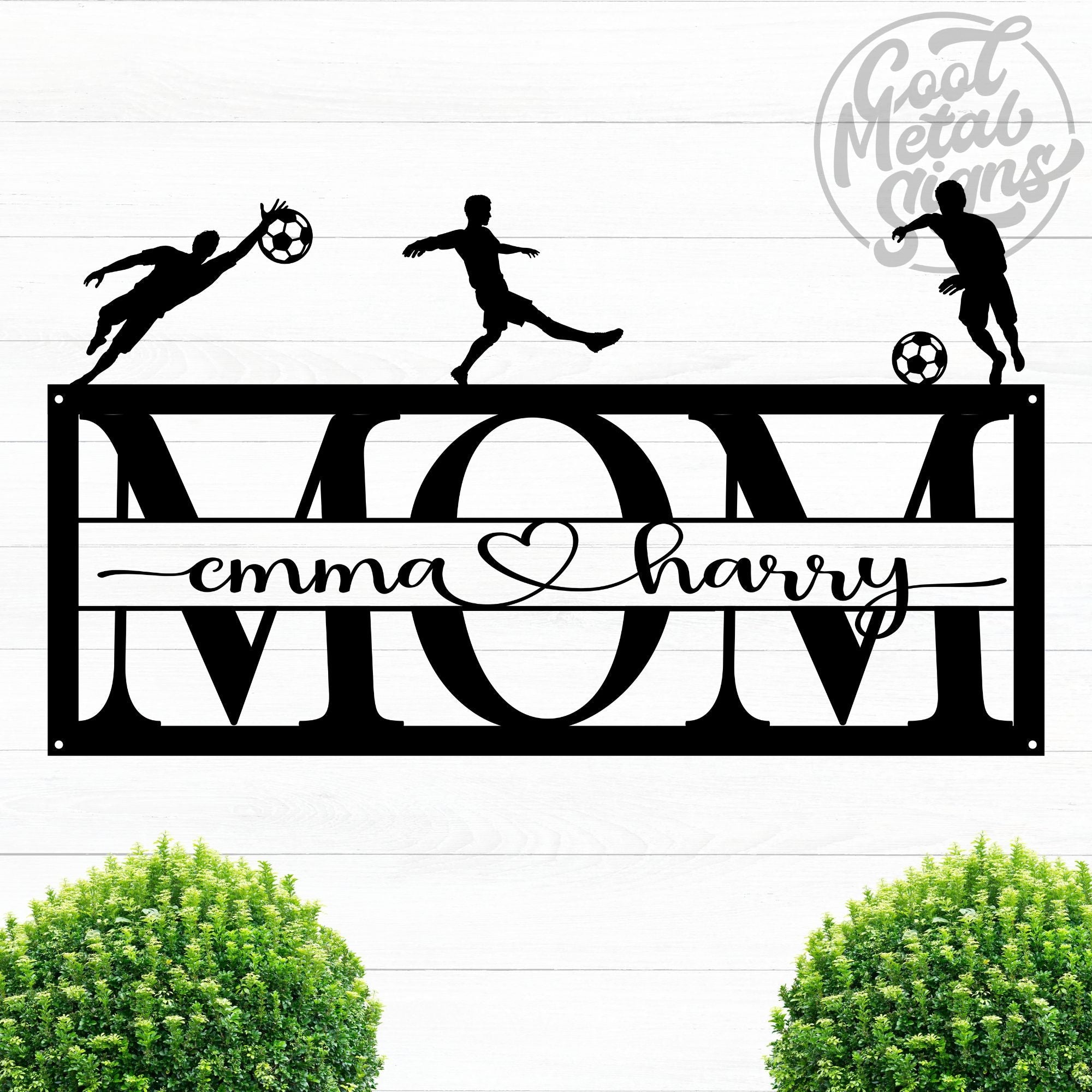 Personalized MOM Sign - Soccer Theme - Cool Metal Signs