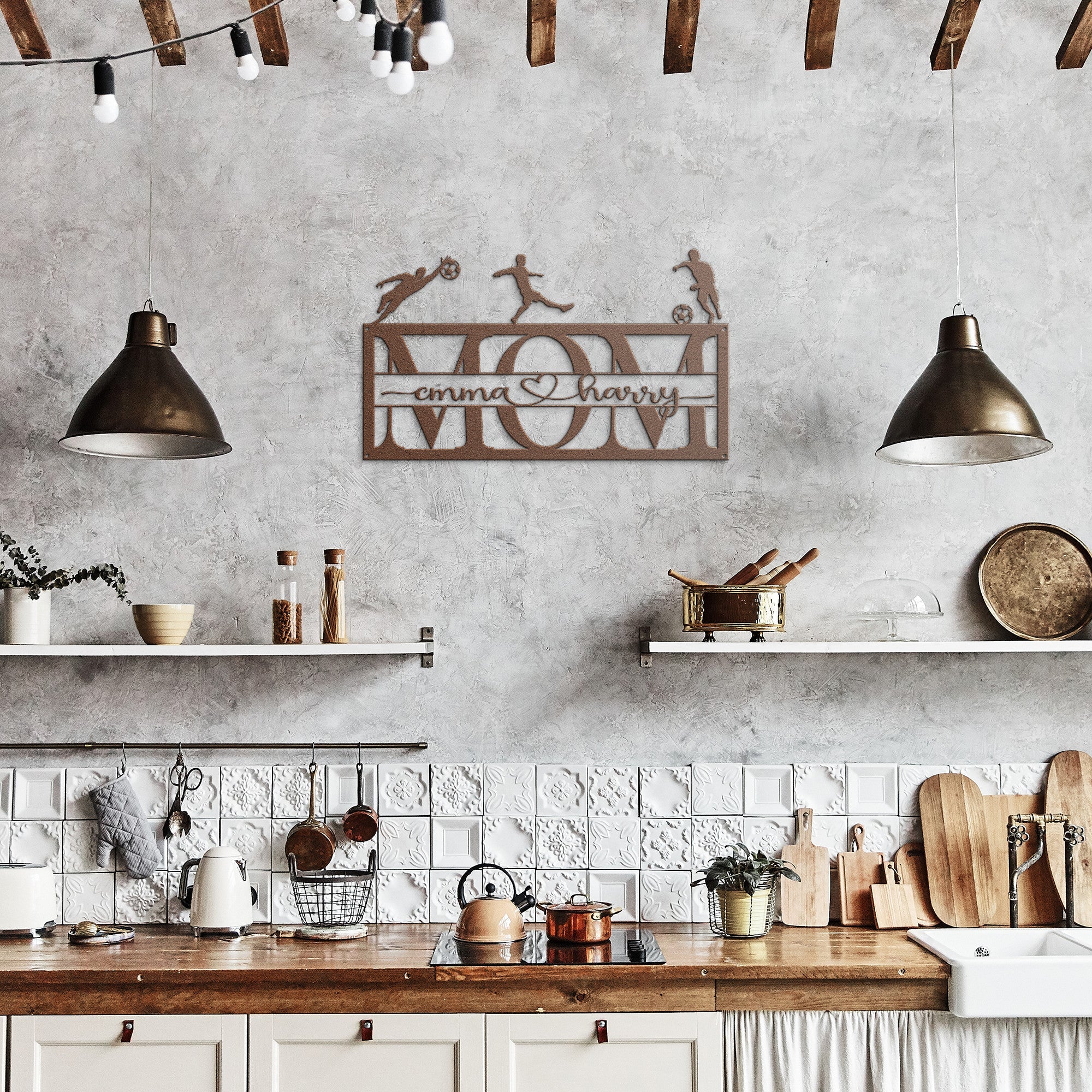 Personalized MOM Sign - Soccer Theme - Cool Metal Signs