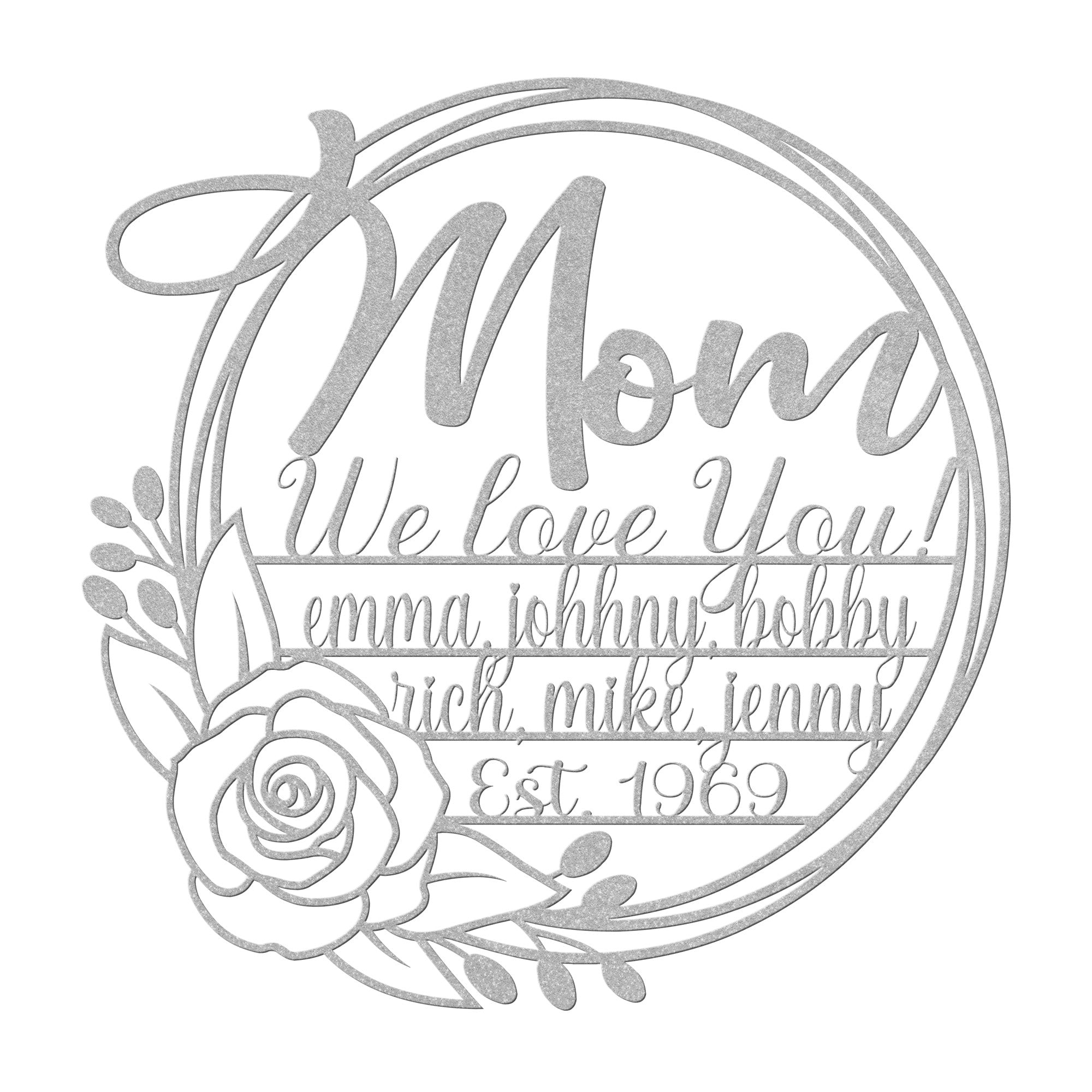 Personalized Mom Wreath Sign - Cool Metal Signs