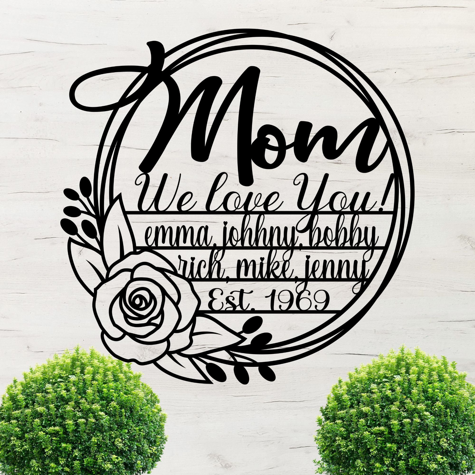 Personalized Mom Wreath Sign - Cool Metal Signs