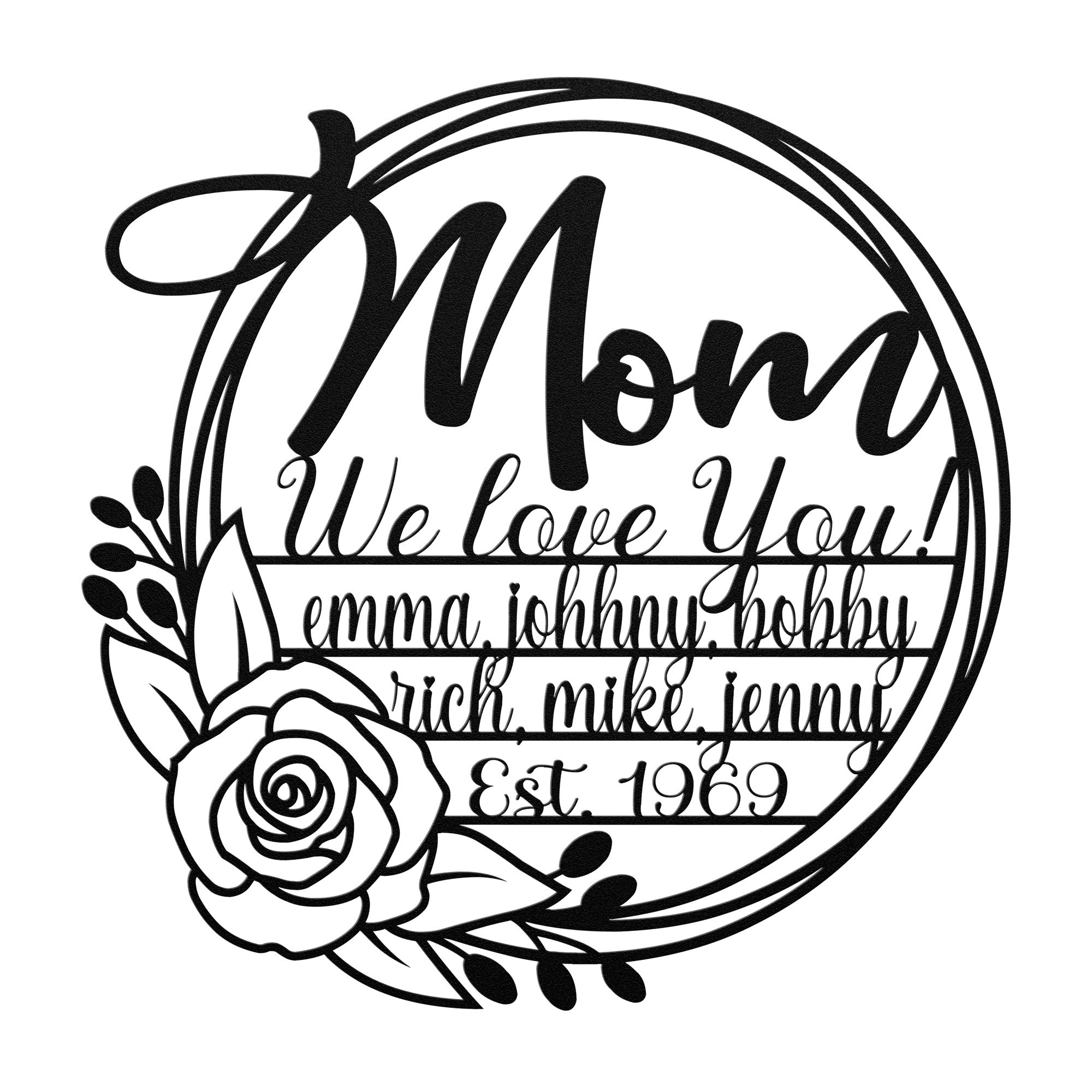 Personalized Mom Wreath Sign - Cool Metal Signs
