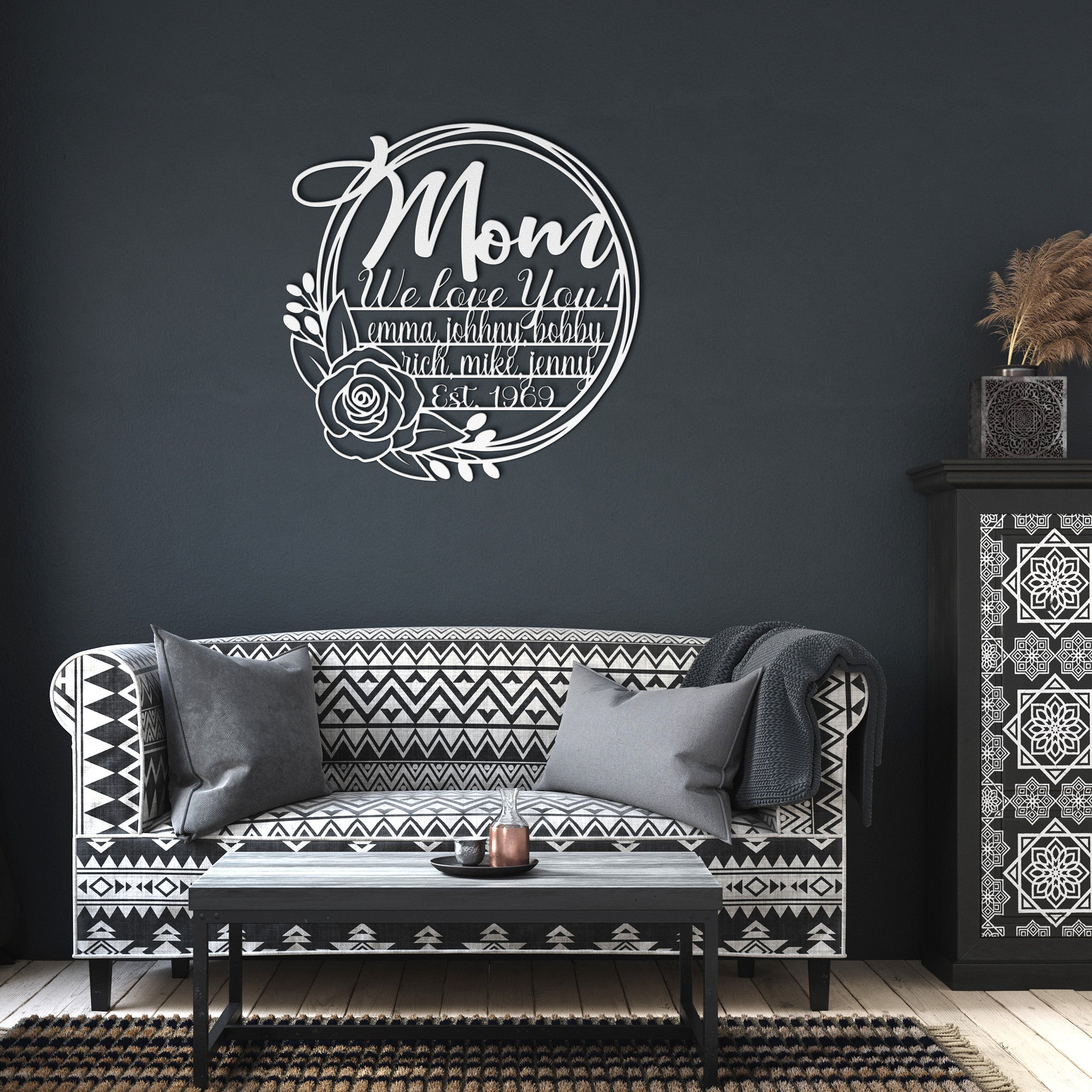 Personalized Mom Wreath Sign - Cool Metal Signs